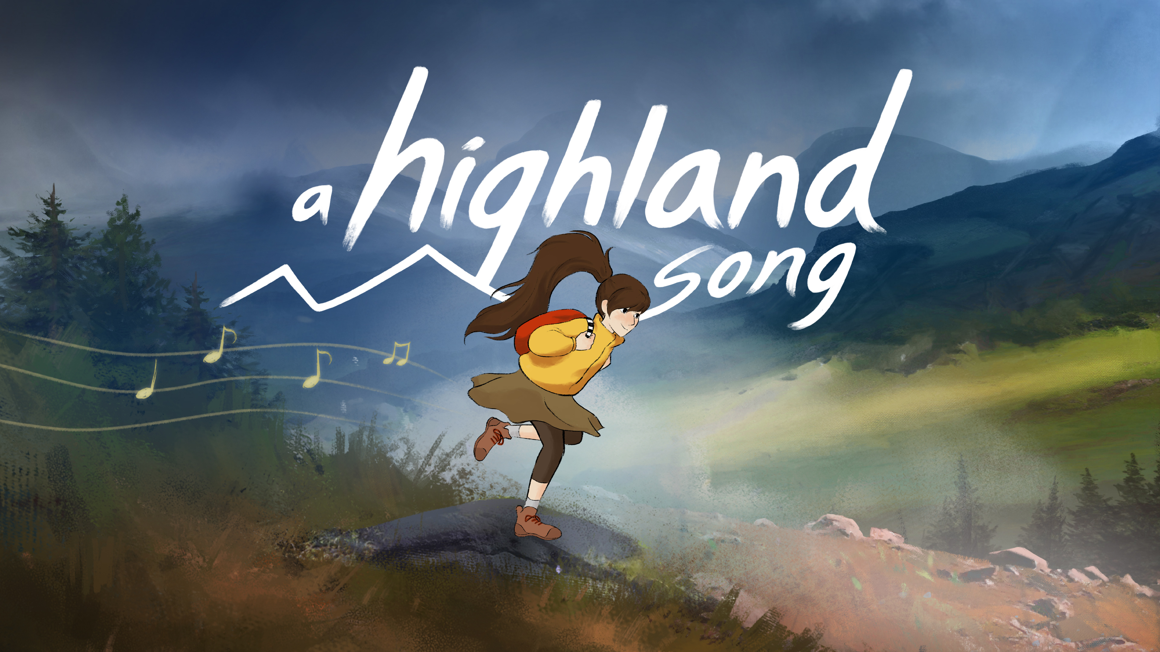 Moira crossing the Scottish Highlands in official key art.