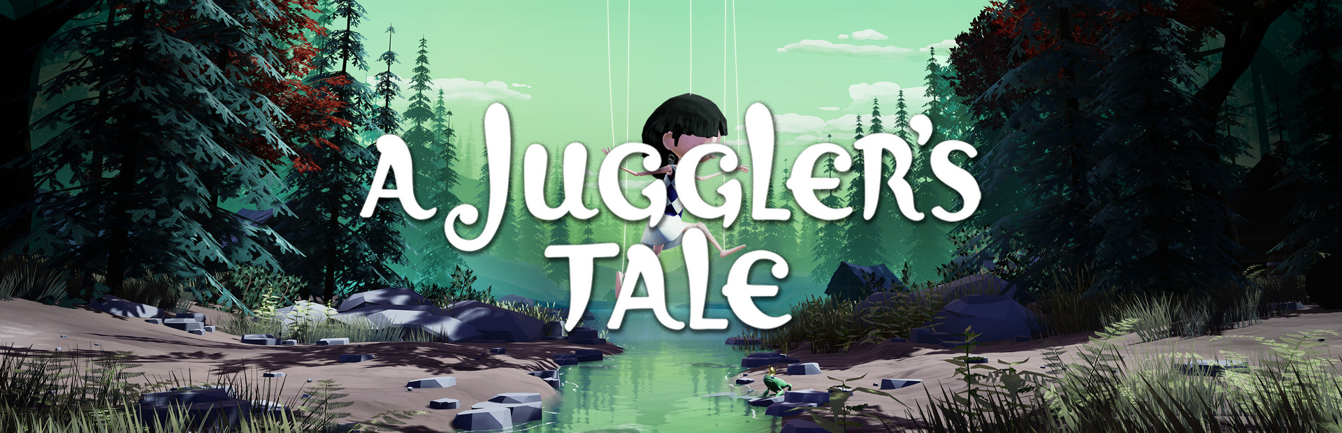 Official Steam library artwork places the A Juggler’s Tale title over a forest and Abby’s puppet strings.