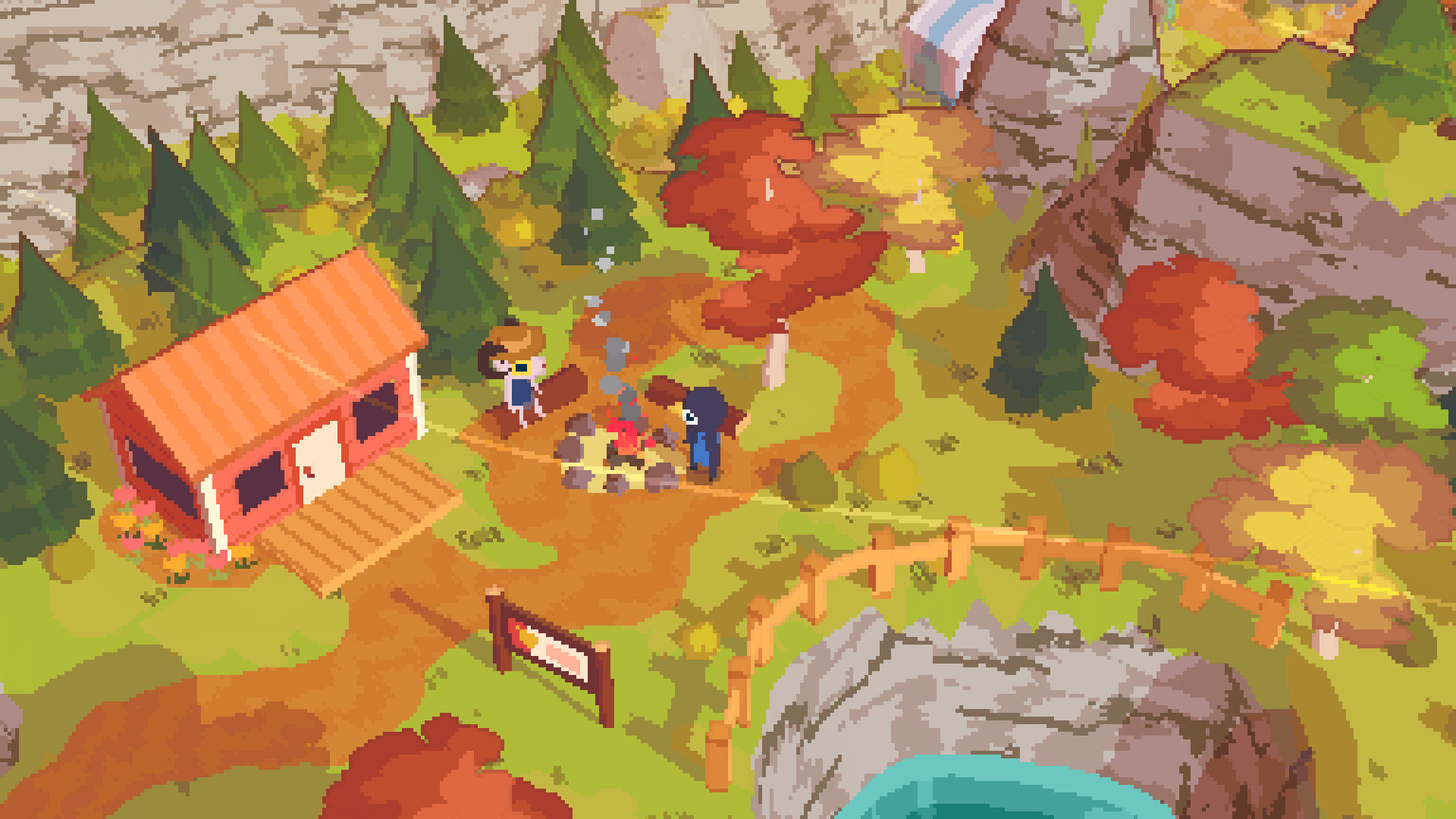 Claire meets other hikers beside a cabin on Hawk Peak.