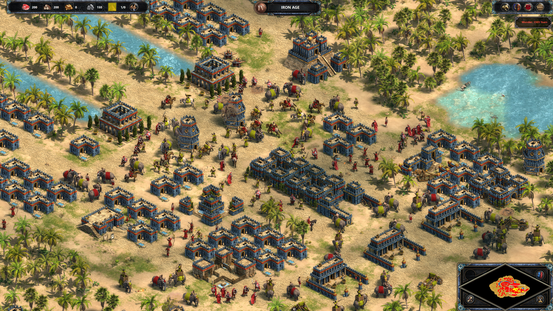 A developed settlement spreads along a river.