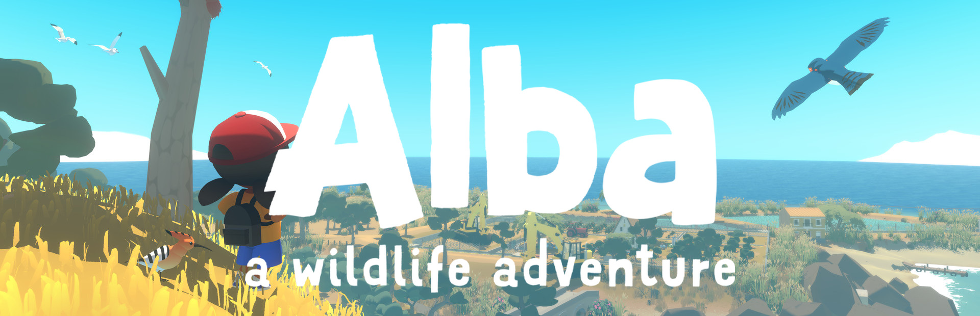 Official Steam library artwork shows Alba overlooking an island beneath the Alba title.