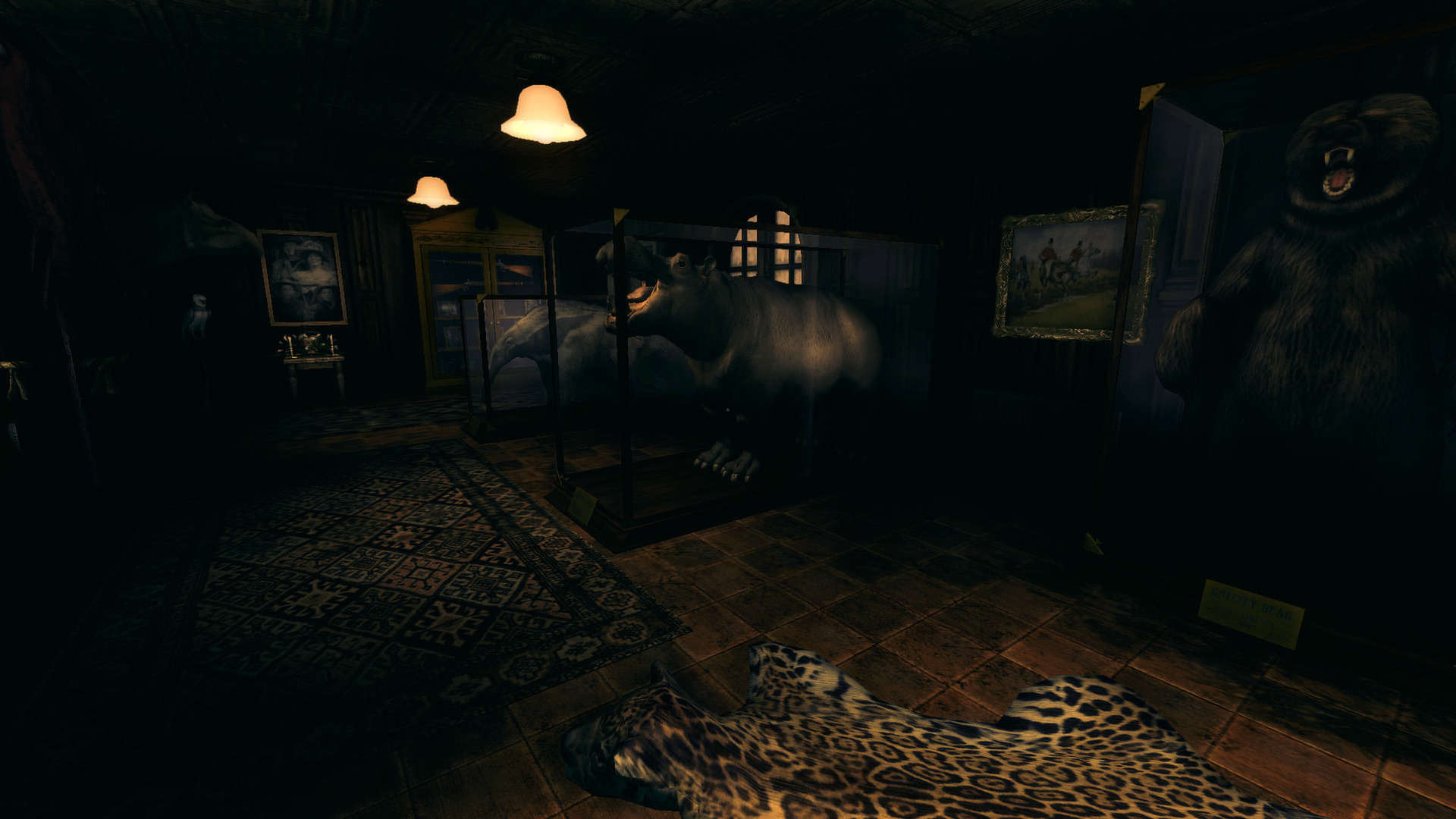 A dim bedroom contains a bed, lamps and scattered objects.