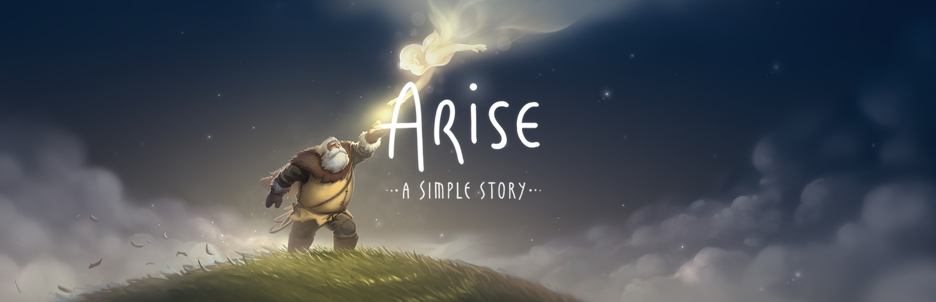 Official Steam library artwork shows an older traveller reaching toward a glowing figure beneath the Arise title.