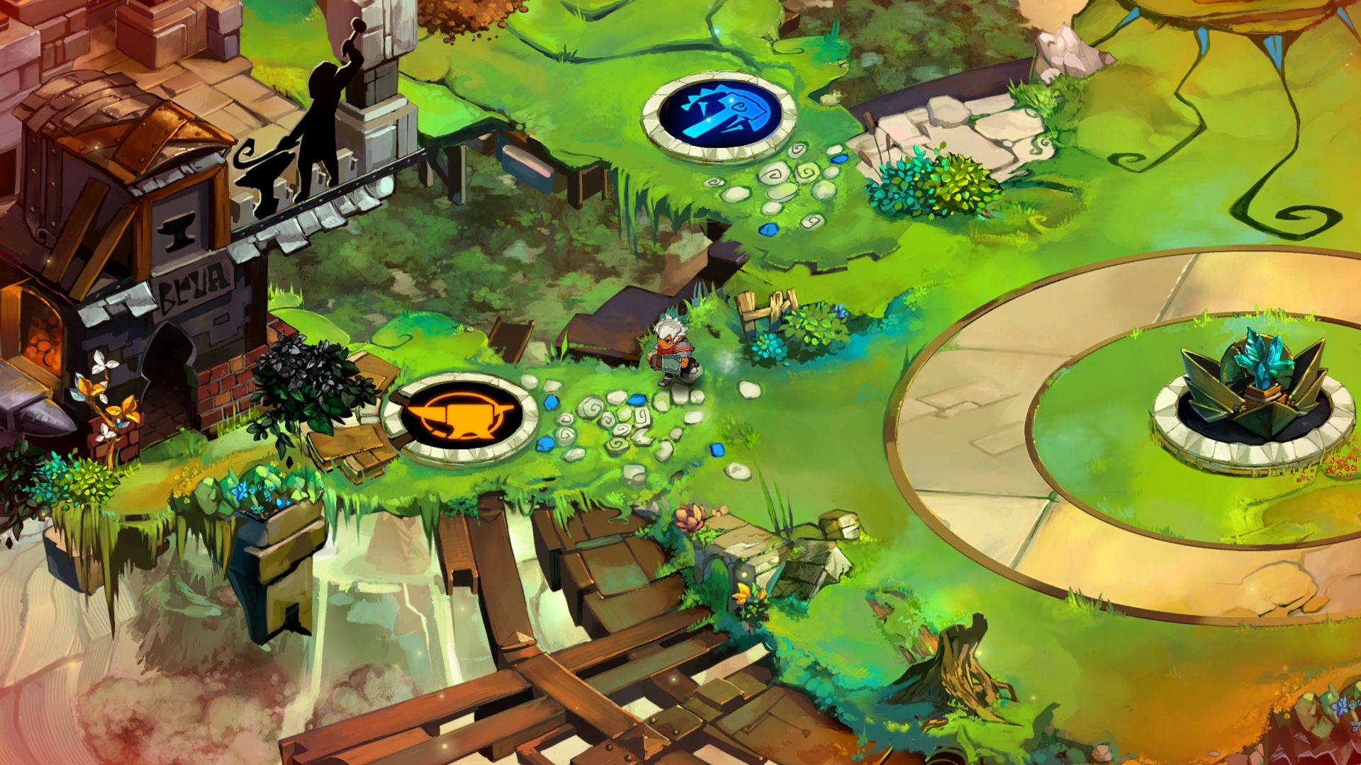 The Kid moves between buildings in the Bastion.