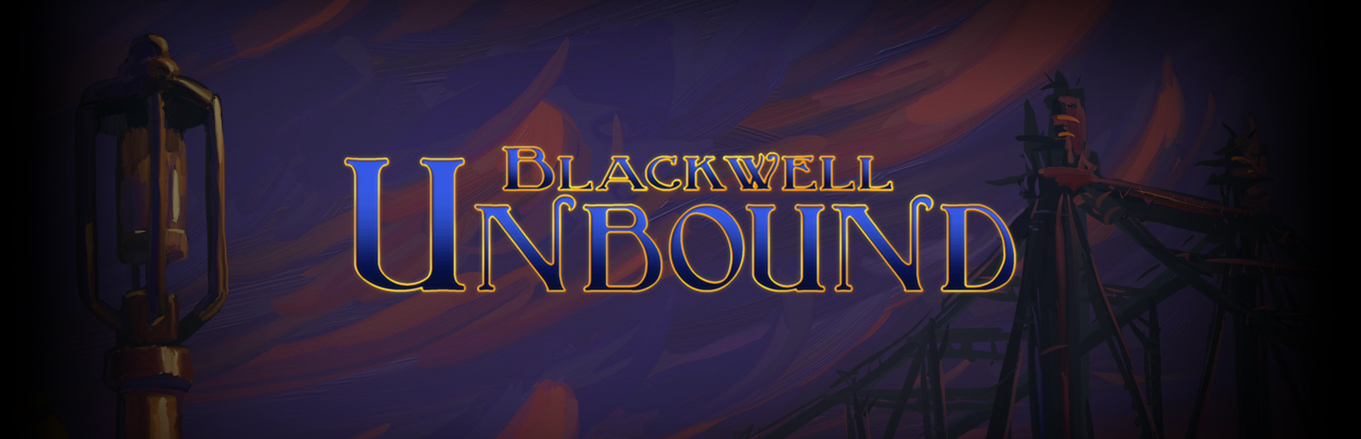 Official Steam title art sets the Blackwell Unbound logo over a painted bridge and skyline.