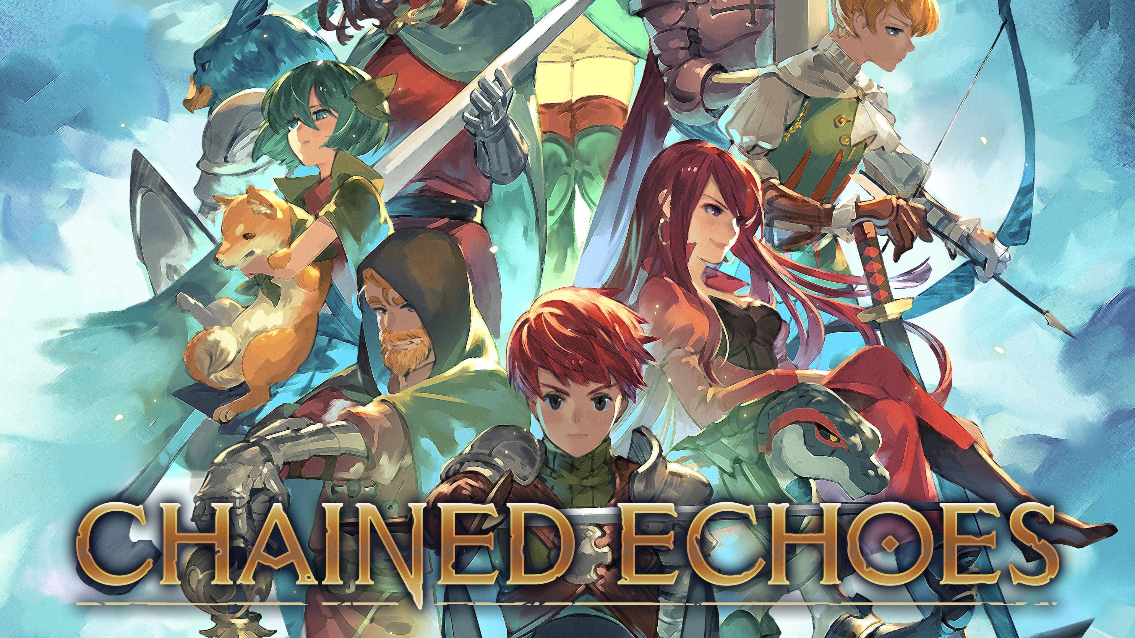 The cast of Chained Echoes gathers beneath the game title in illustrated key art.