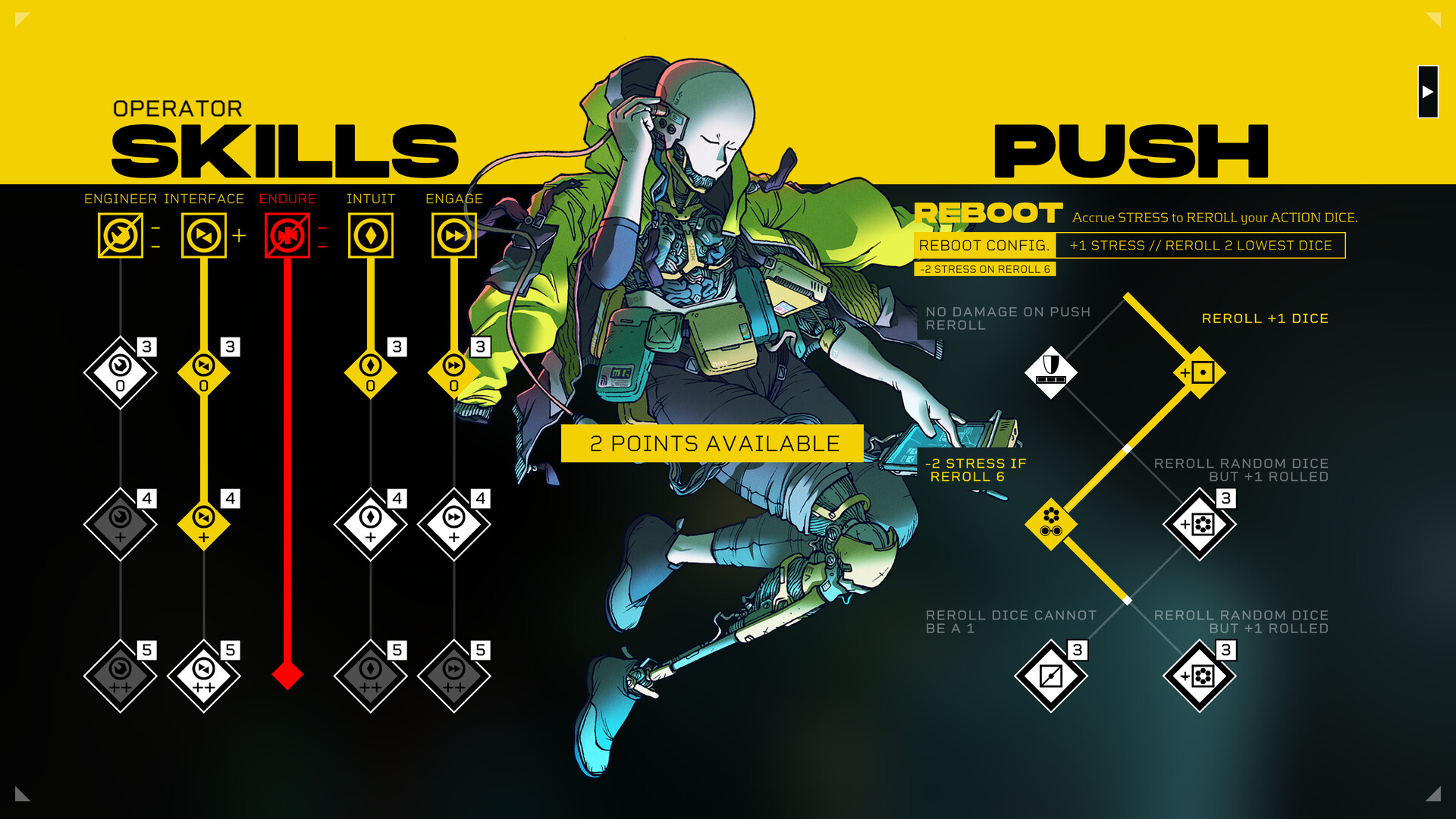 The Sleeper’s Operator skill and Push upgrade screen is displayed.