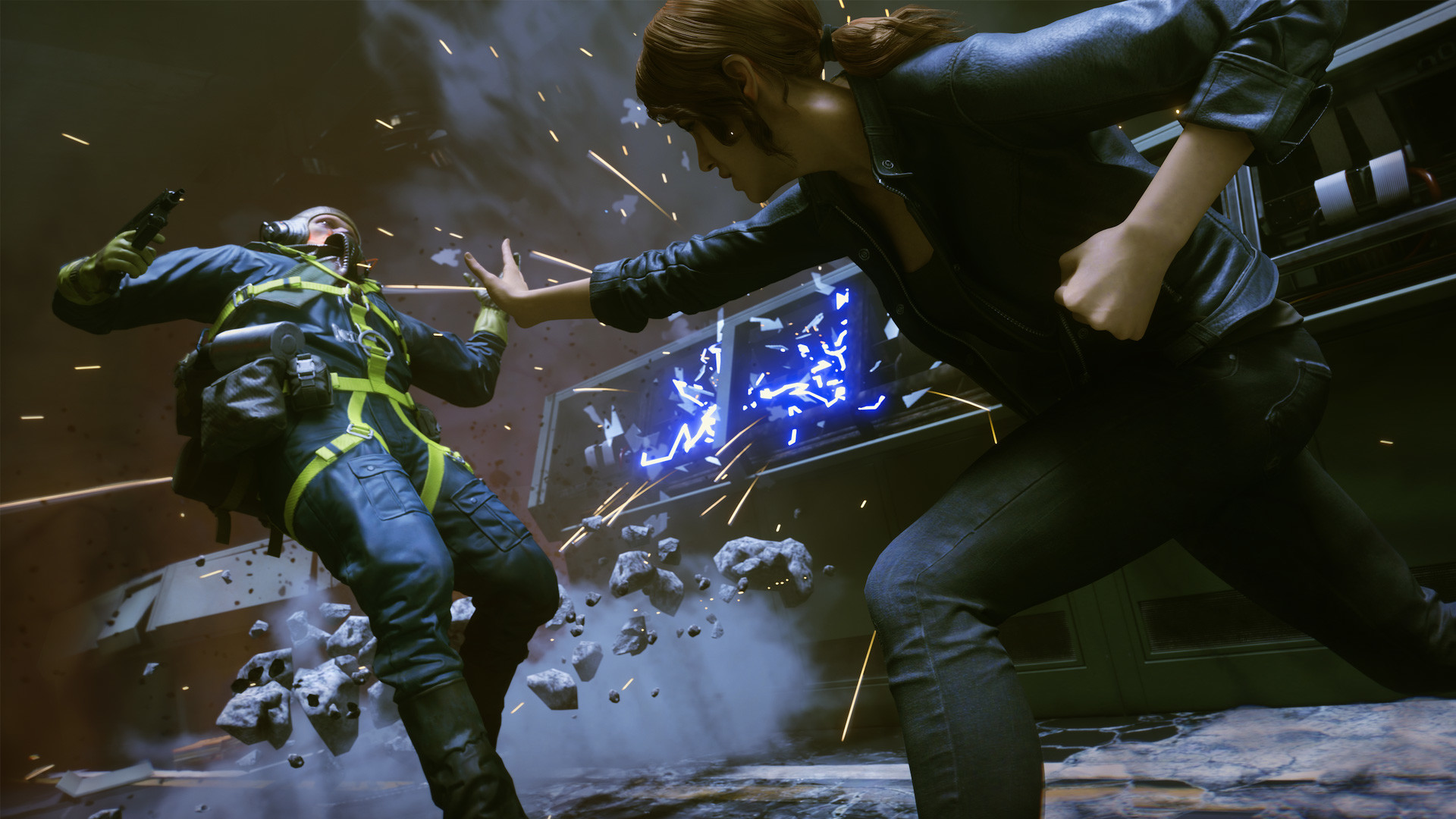 Jesse uses telekinesis against an enemy inside the Bureau.