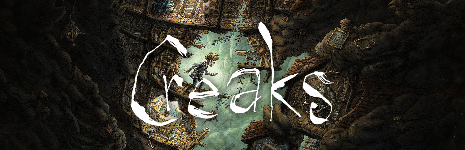 Official Steam library artwork places the Creaks title over a hidden underground structure.