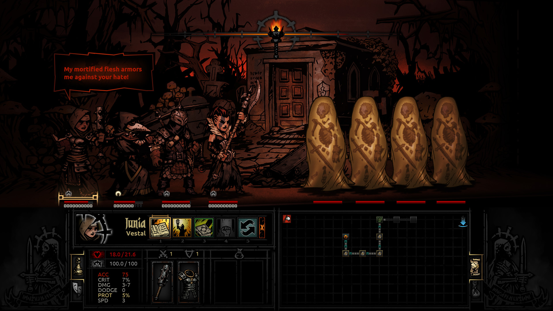 A party faces ghostly enemies in a dark combat encounter.