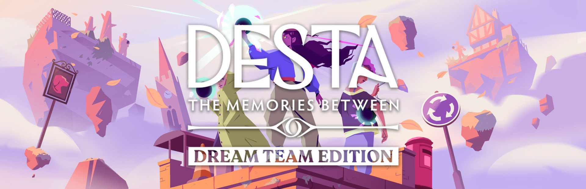 Official Steam library artwork shows the Desta title and Dream Team Edition label above a surreal street.