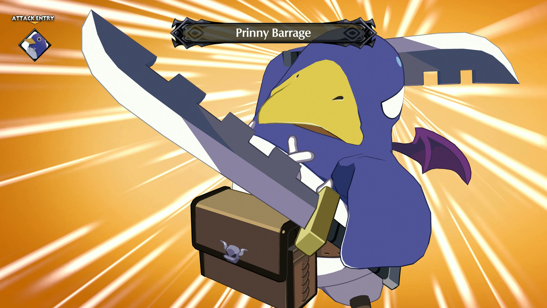 A Prinny uses Prinny Barrage during combat.