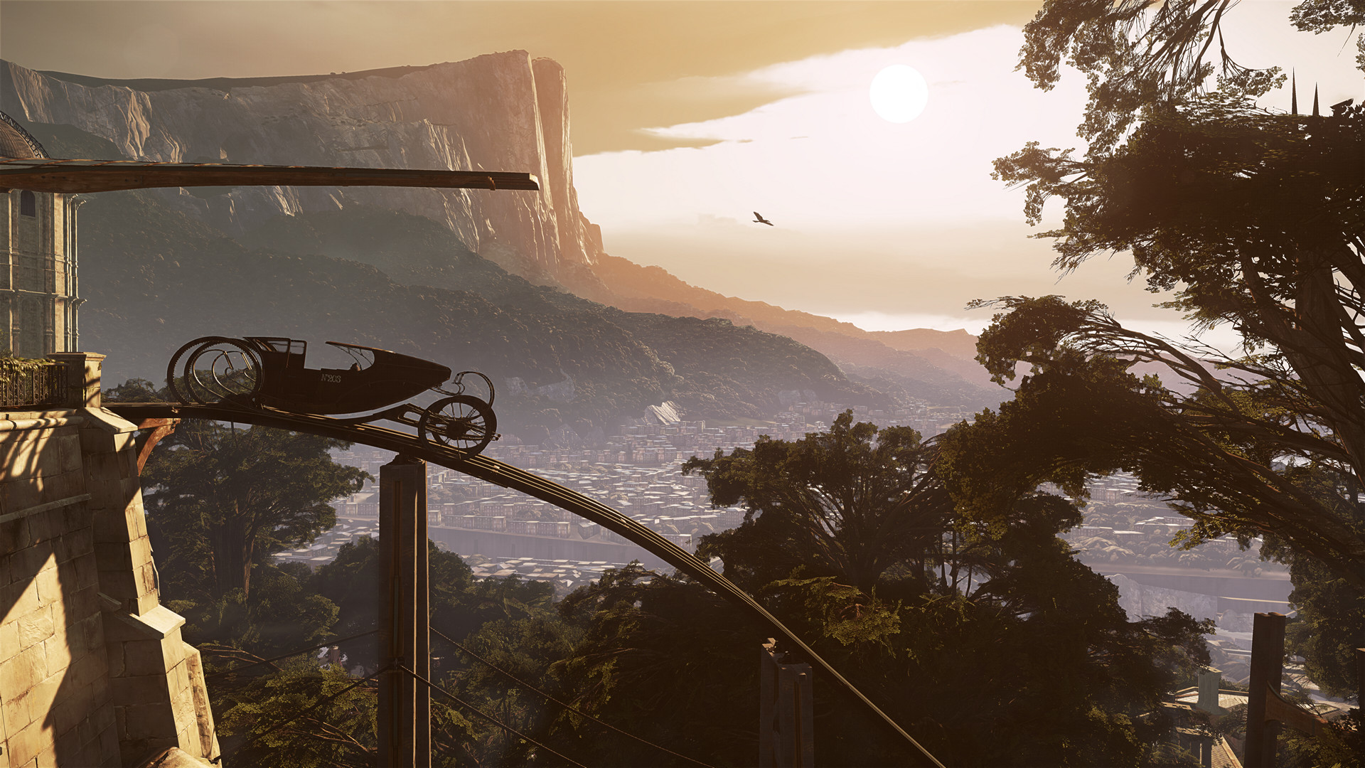 A view over Karnaca rooftops towards the coast.