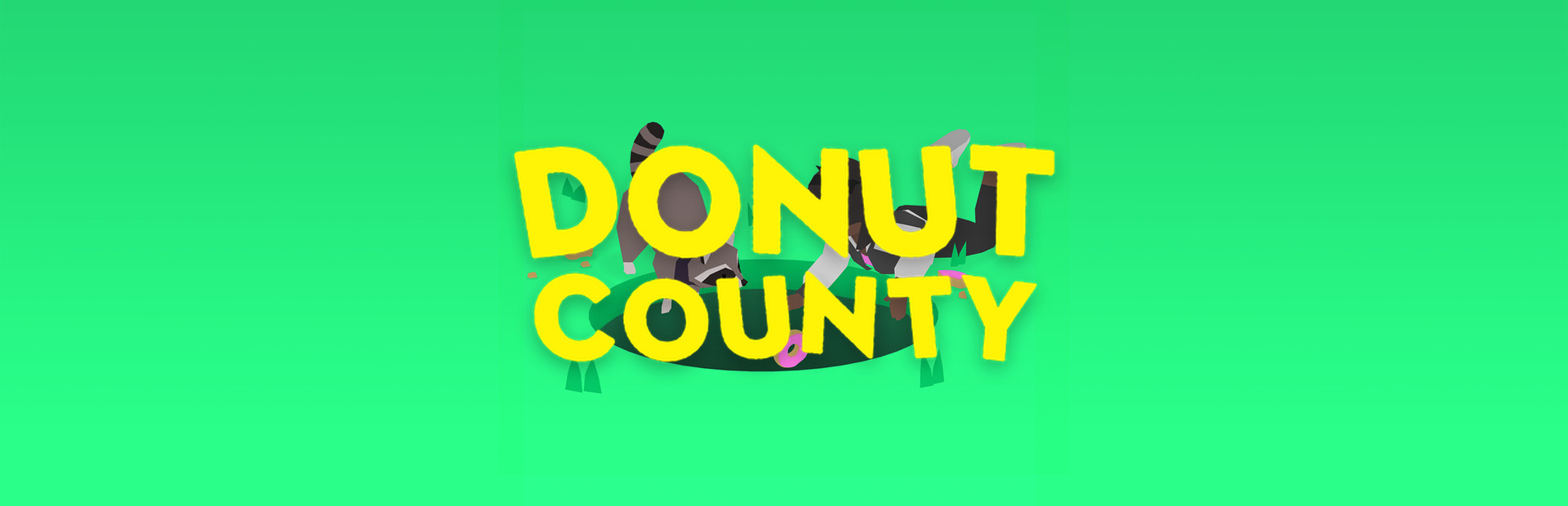 Official Steam library artwork shows the yellow Donut County title on a bright green background.