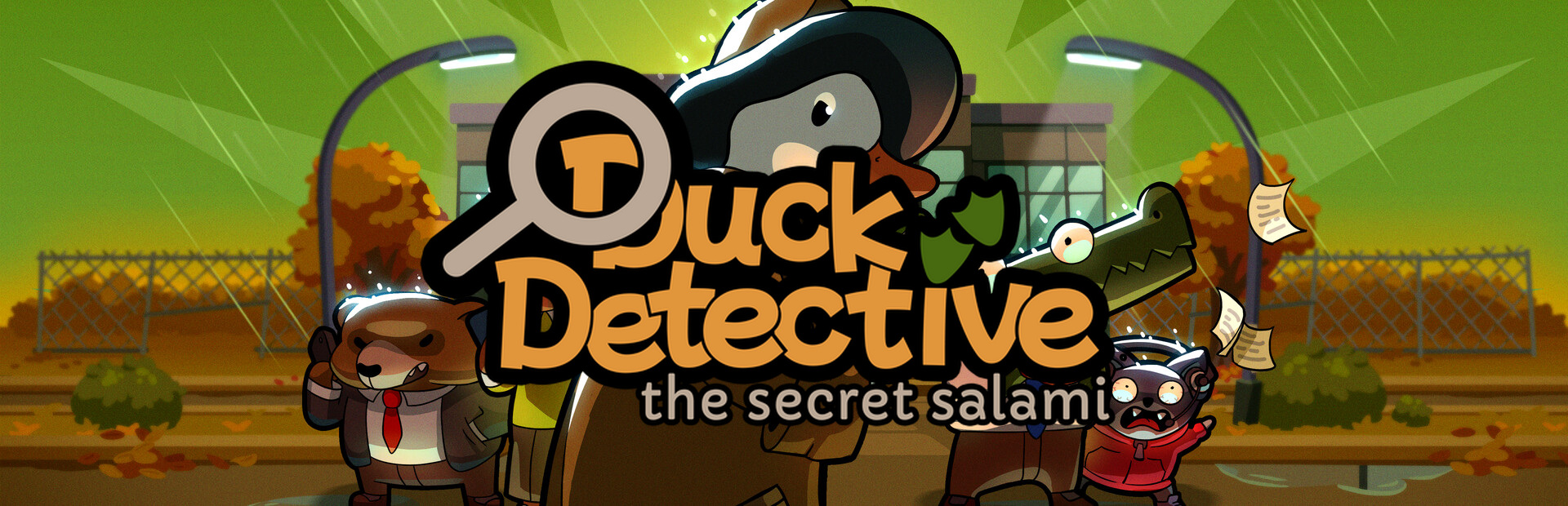 Official Steam library artwork places the Duck Detective: The Secret Salami title over its illustrated animal cast.