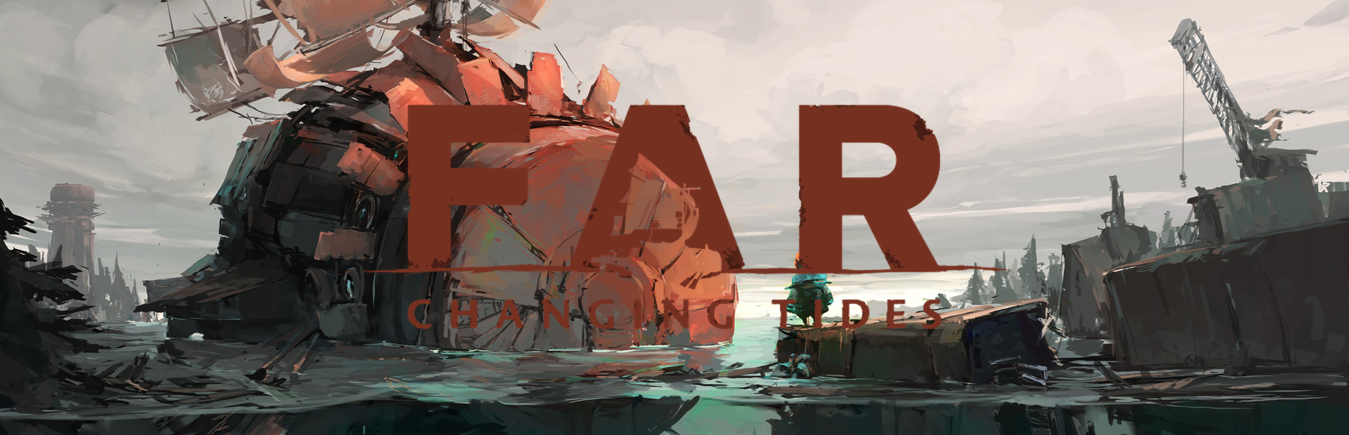 Official Steam library artwork shows the FAR: Changing Tides title over a flooded world and ship.