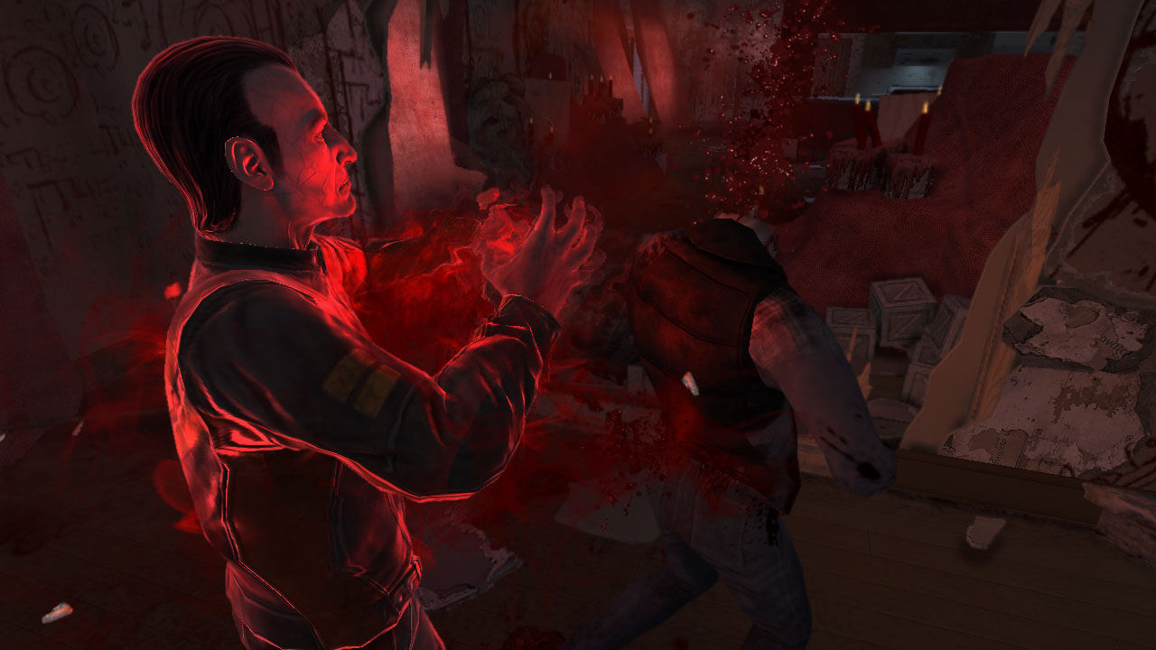 Paxton Fettel uses a supernatural attack against a soldier.