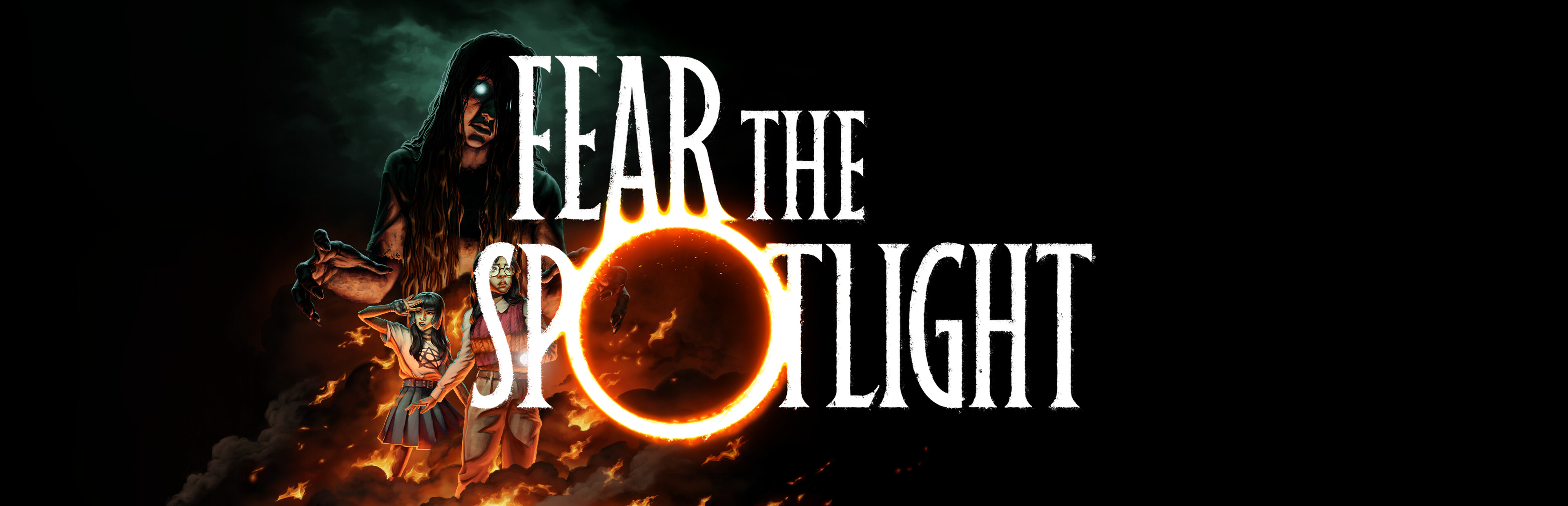 Official Steam library artwork shows Vivian, Amy and a fiery spotlight beneath the Fear the Spotlight title.