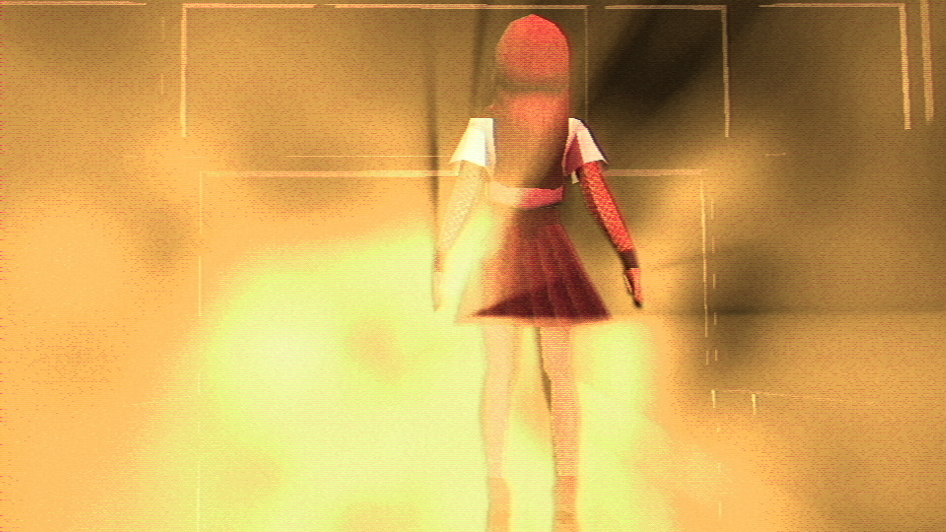 A student stands beside a brightly lit doorway.