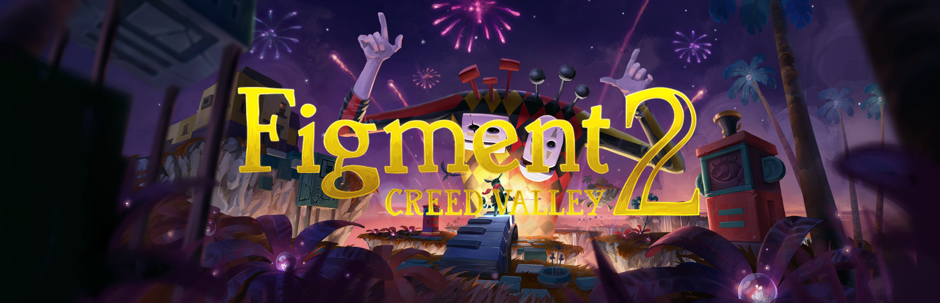 Official Steam library artwork places the Figment 2 title over the Mind’s colorful objects and fireworks.