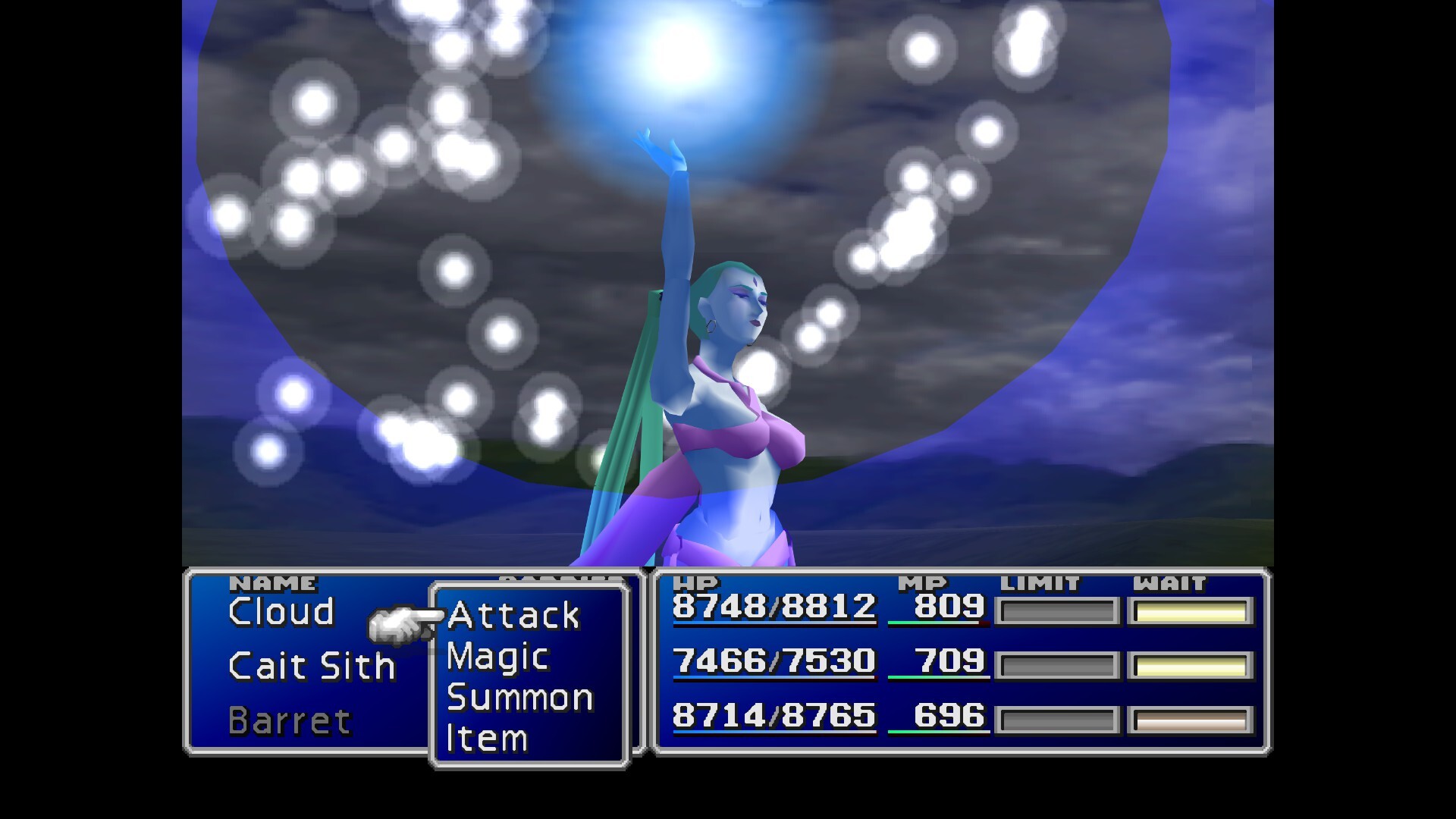 A party battle shows the command menu and status displays.