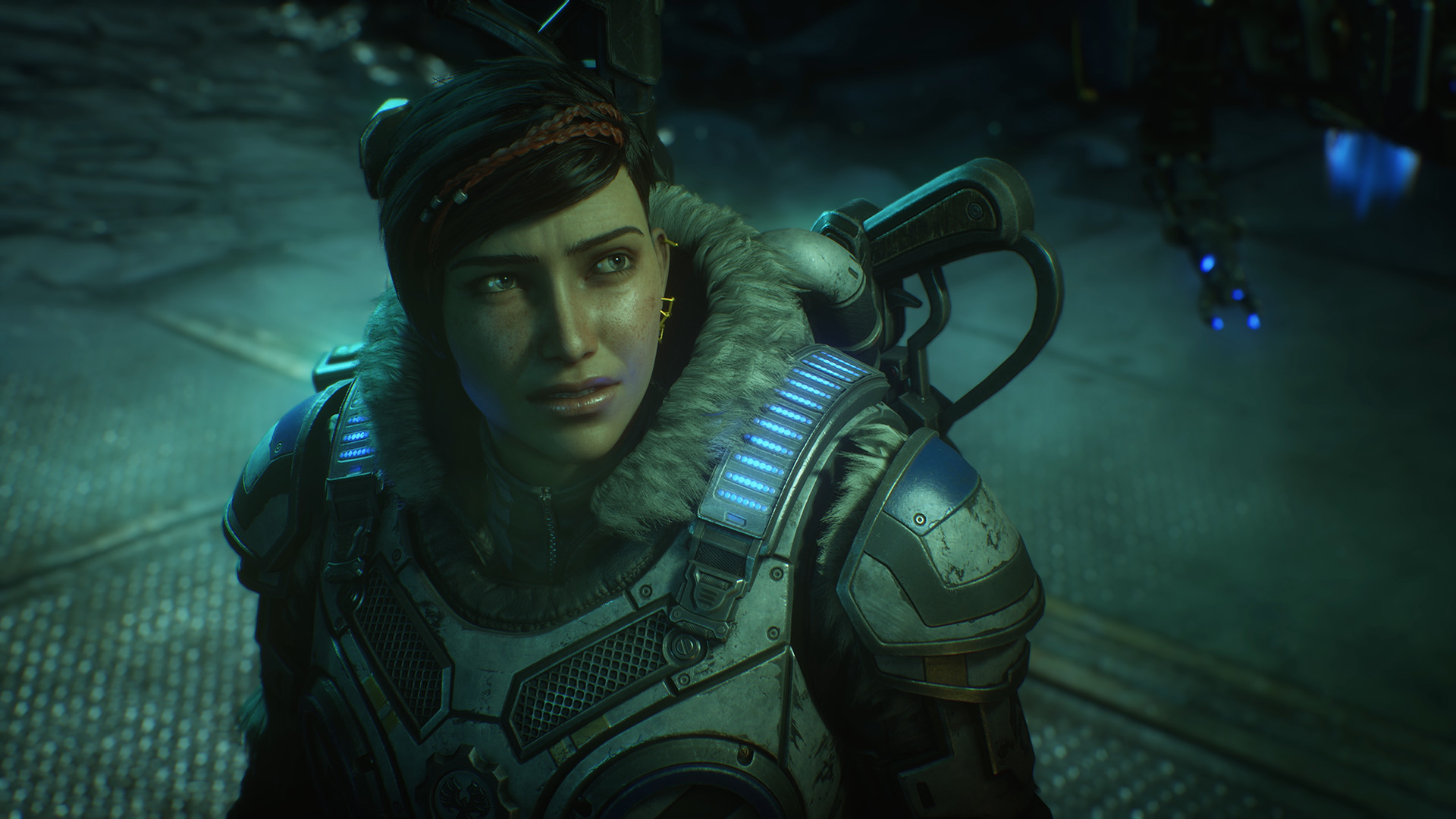 Kait Diaz appears in combat armour in a Gears 5 scene.