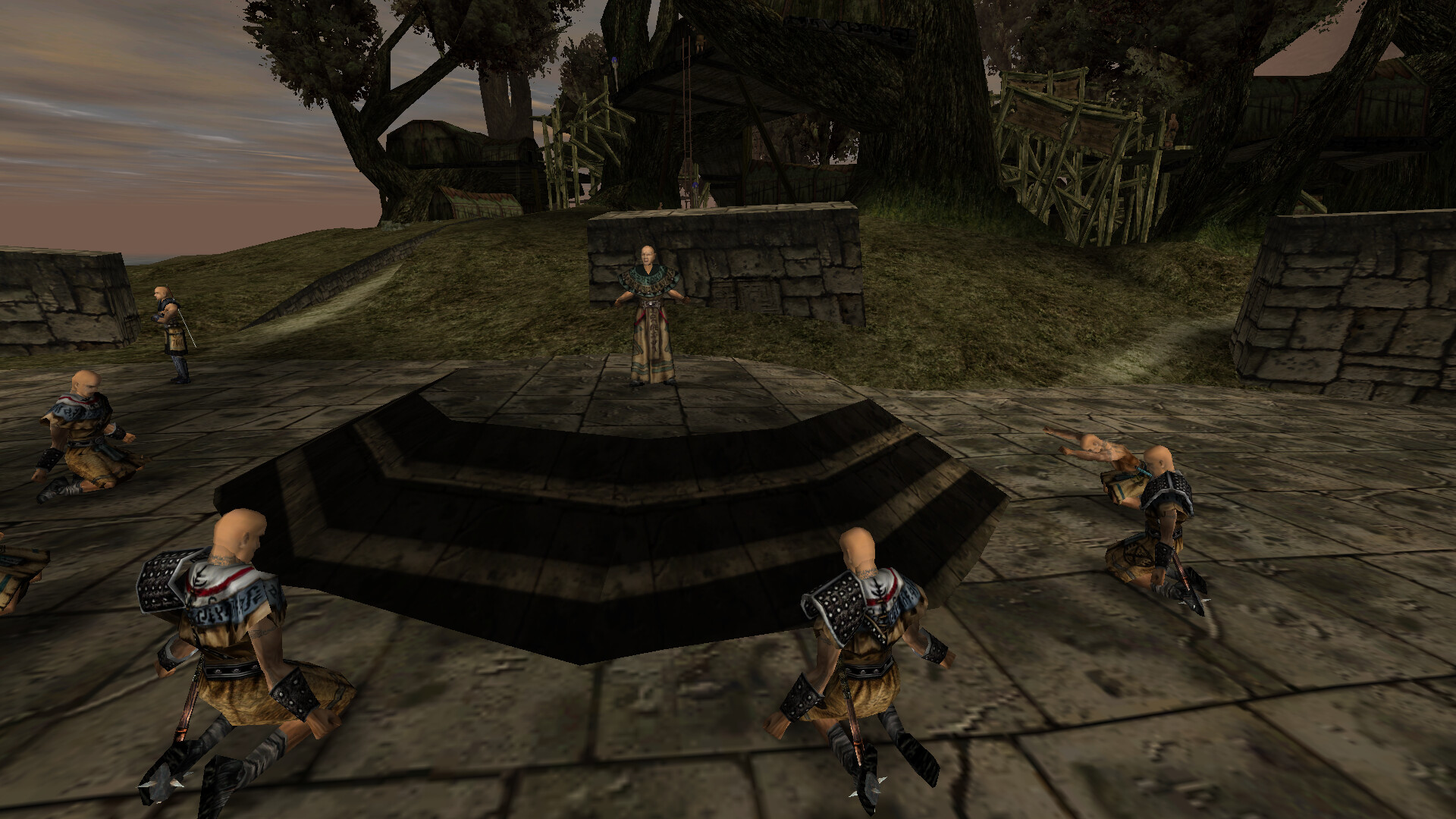Fighters train around a pit inside the Colony.