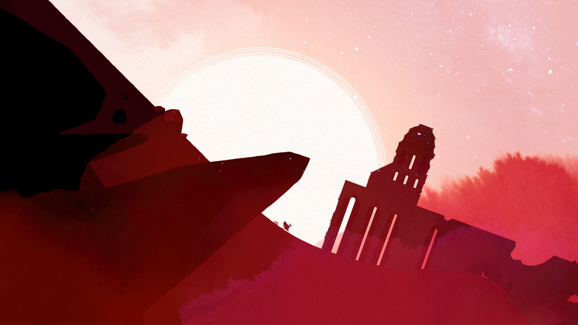 Gris crosses a red landscape beneath a pale sun.