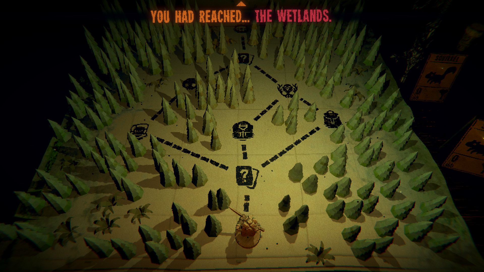 A branching route map offers paths through the wetlands.