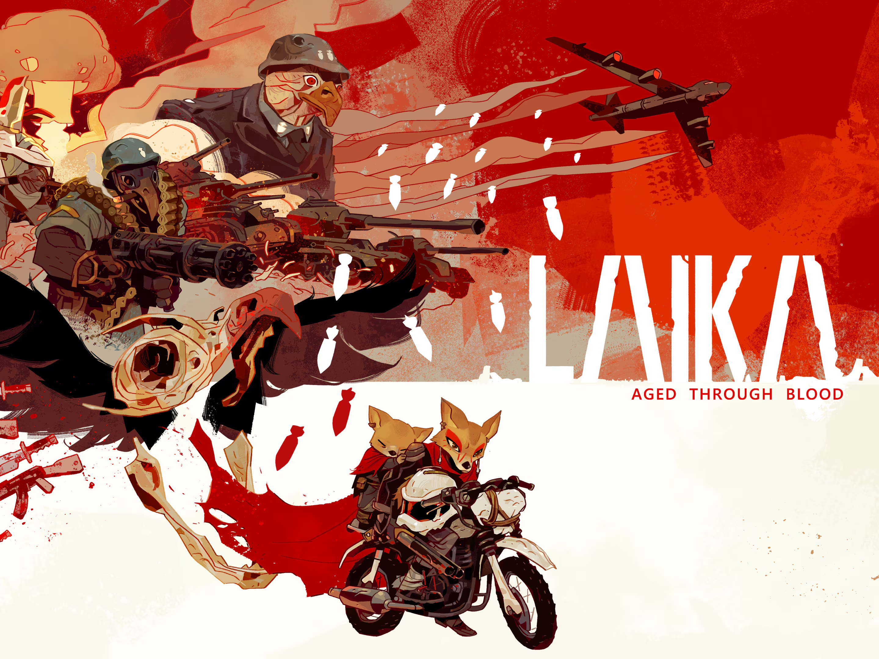 Laika on her motorbike in official game artwork.