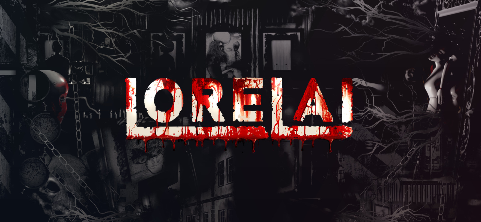 Official GOG title art places the Lorelai logo over a dark collage of rooms, branches and unsettling figures.