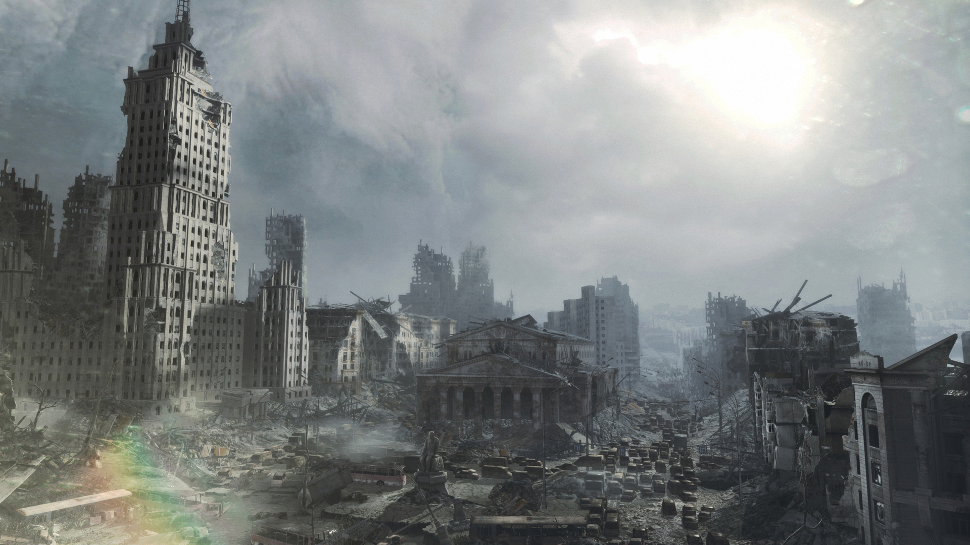 The ruined streets of Moscow stretch beyond the Metro.