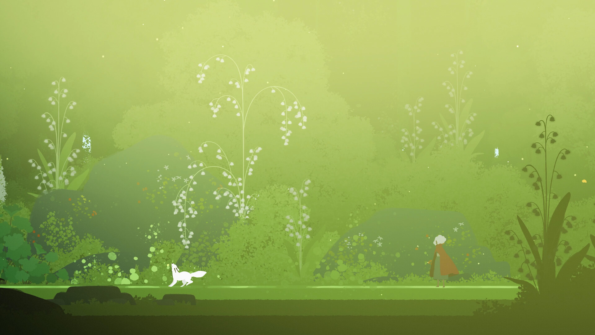Alba and Neva travel through a green woodland clearing.