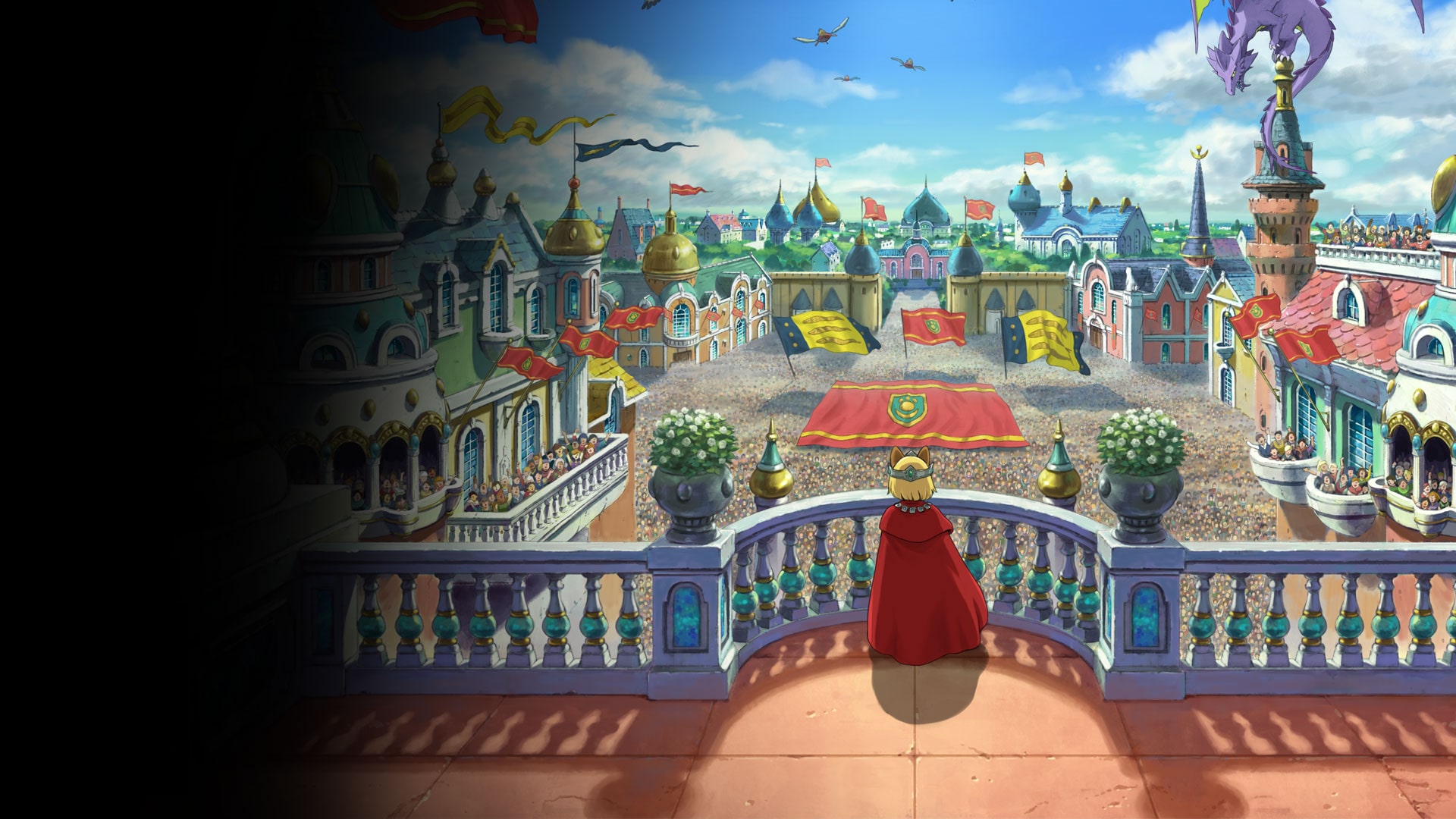 Evan overlooking a city in Ni no Kuni II: Revenant Kingdom.