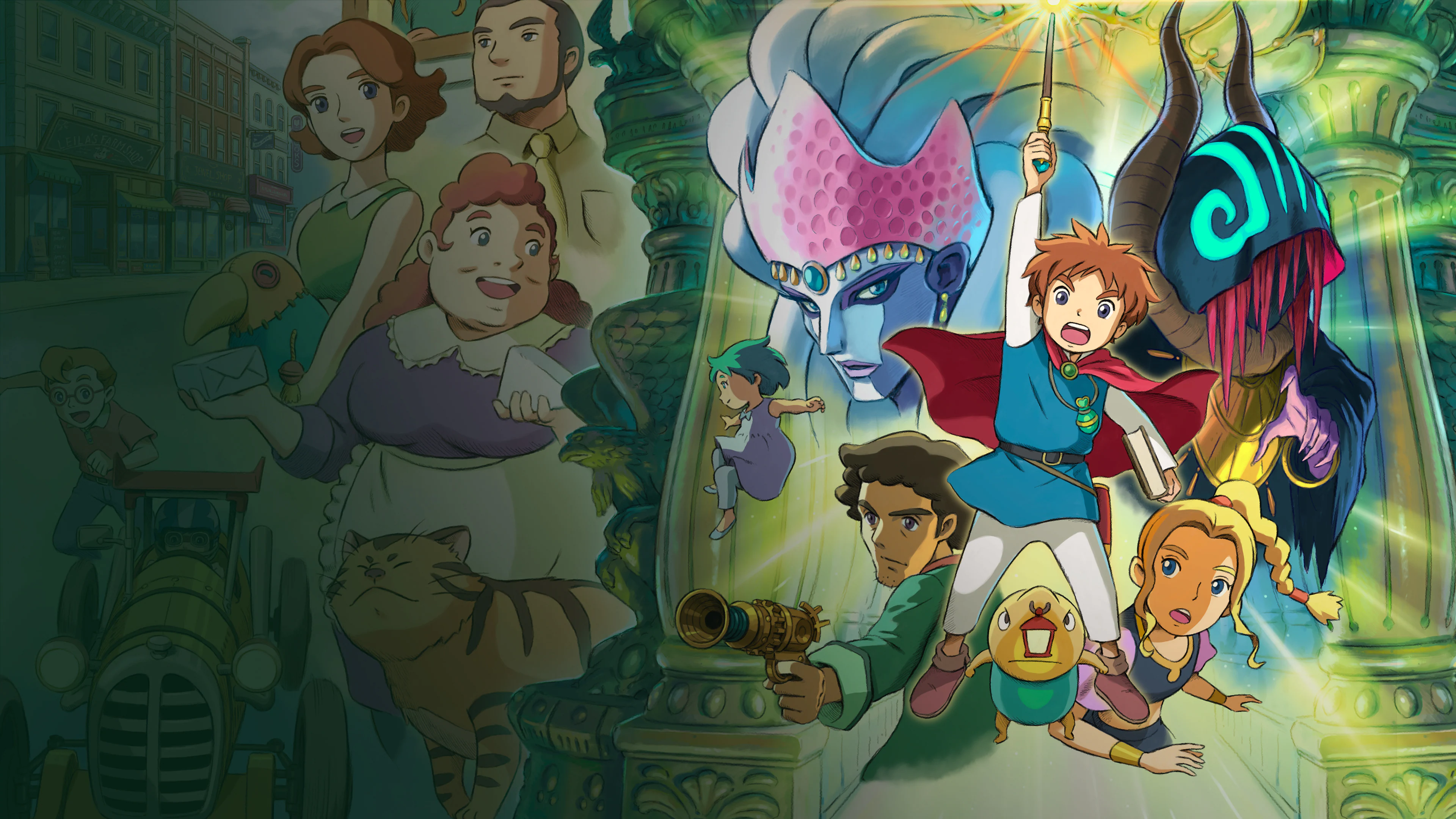 Oliver and companions in Ni no Kuni Remastered artwork.