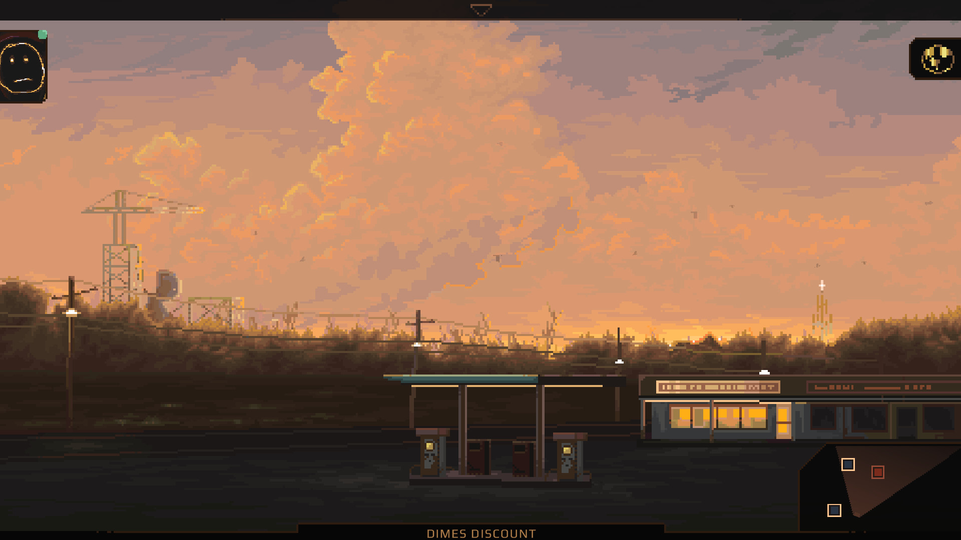 An orange sky hangs over a roadside discount store in NORCO.