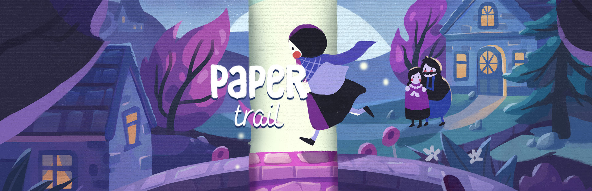 Official Steam library artwork places the Paper Trail title over Paige in a moonlit paper world.