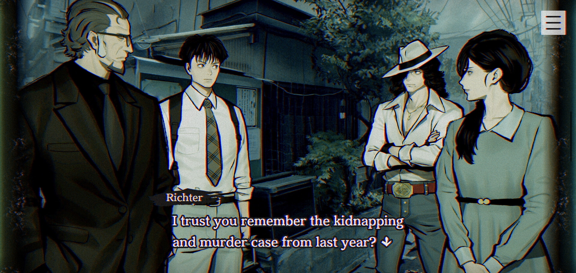 Richter questions three people about an earlier kidnapping and murder.