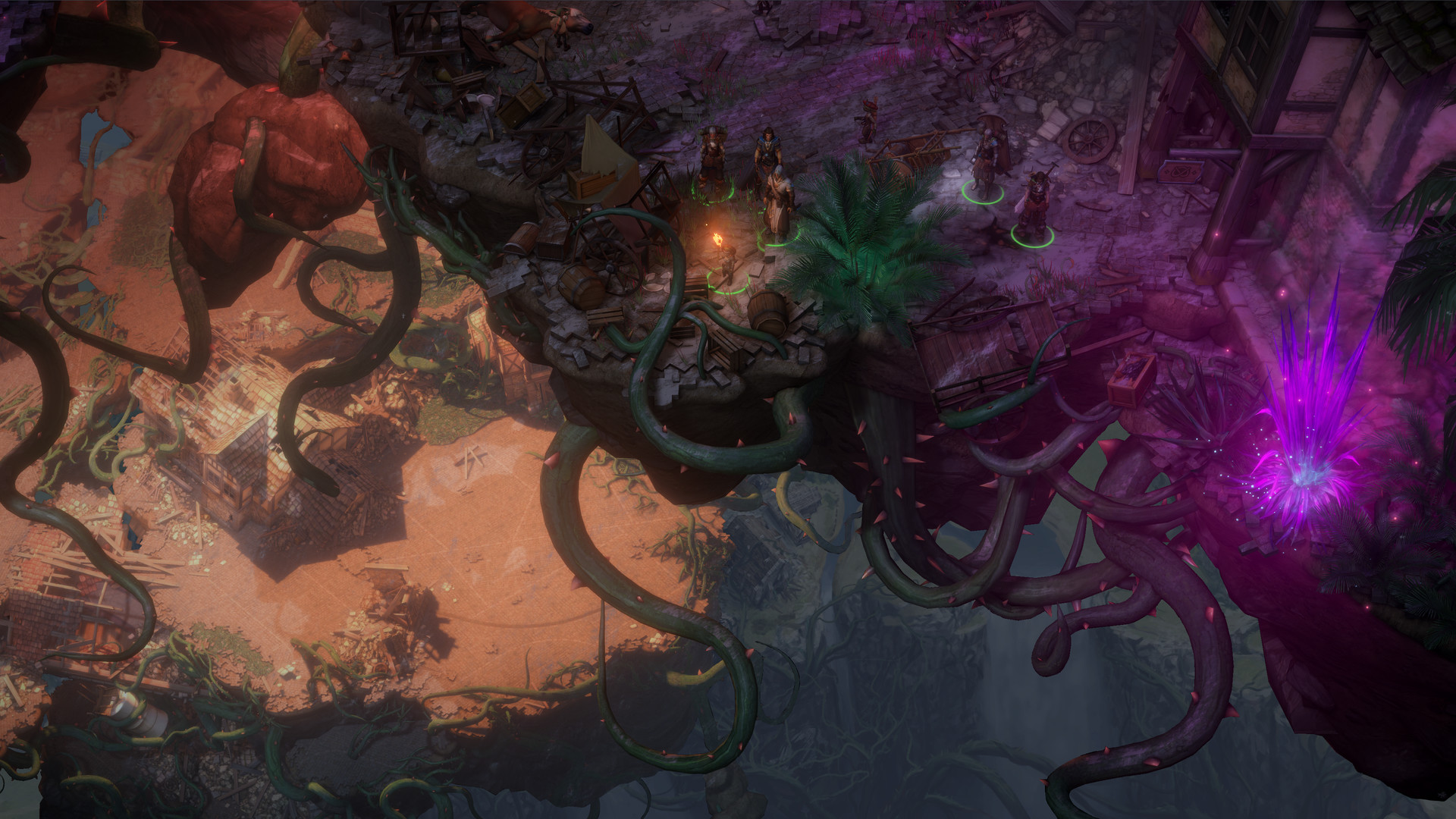Adventurers face a many-tentacled creature in a dark chamber.