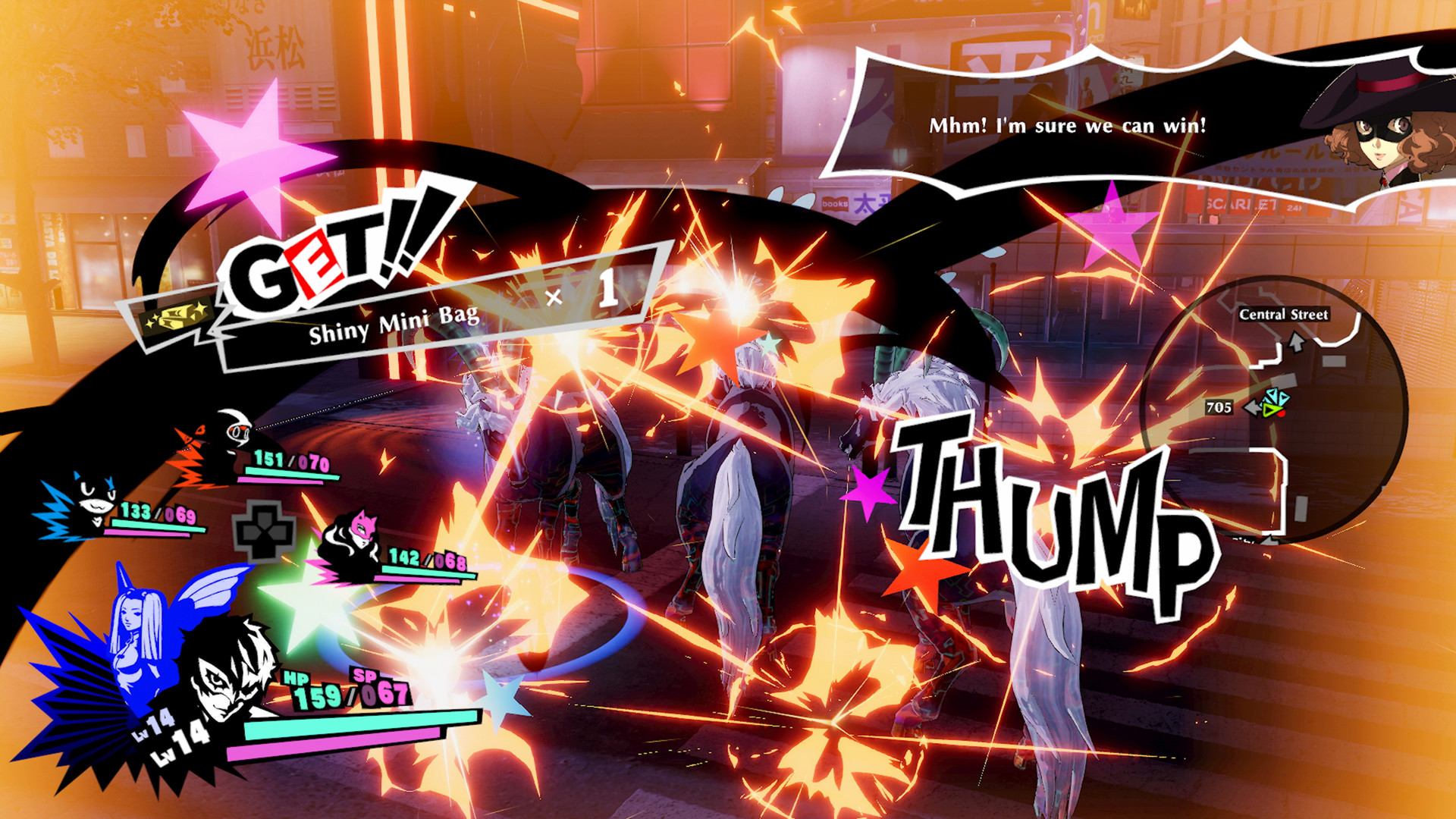 A real-time battle shows the party and its combat interface.