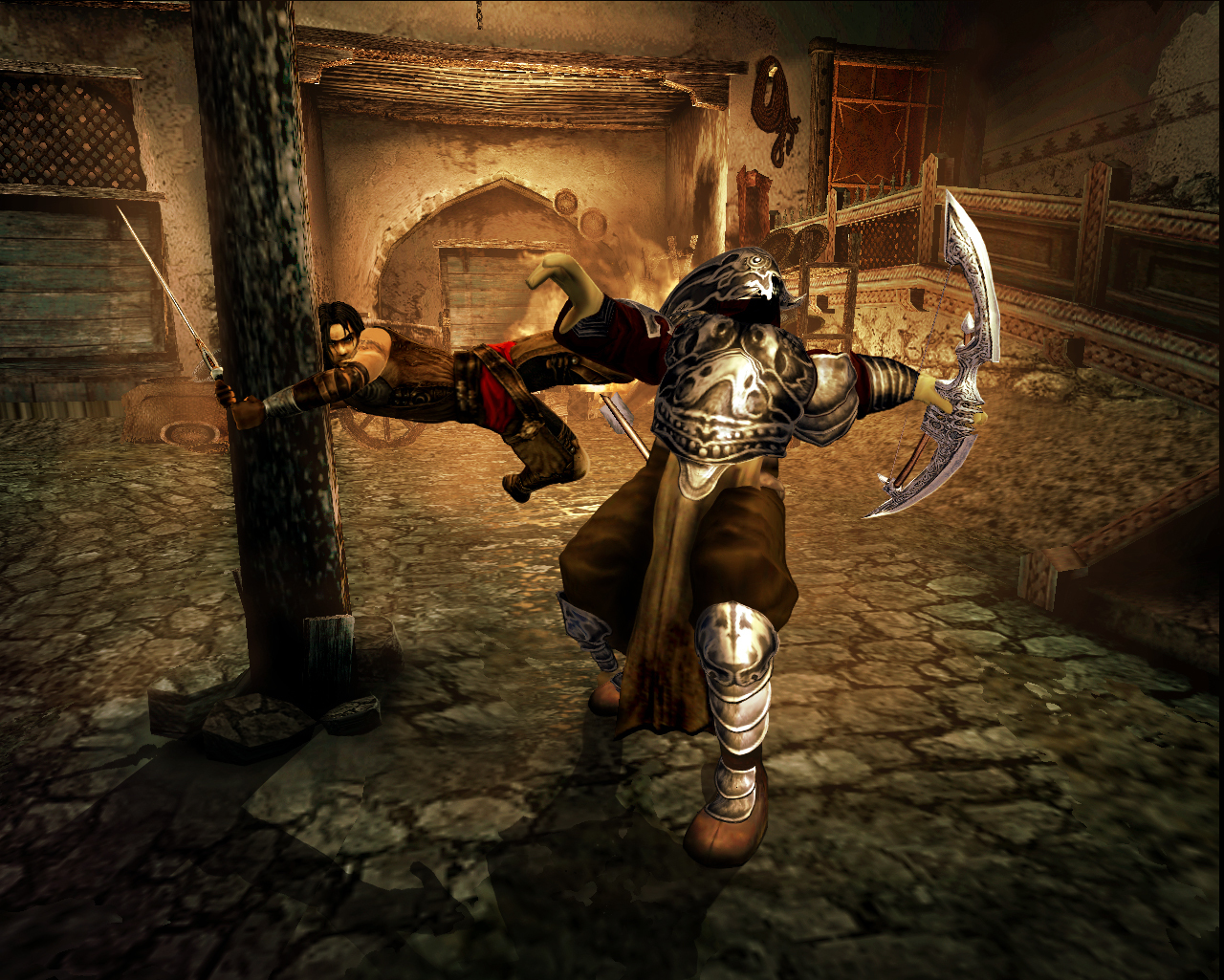 The Dark Prince attacks an enemy in a stone chamber.