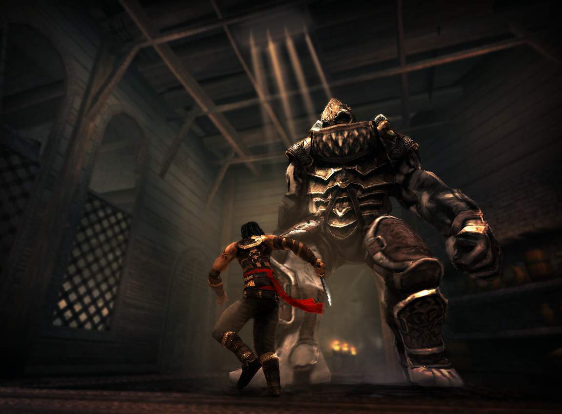 The Prince faces a large armored foe.