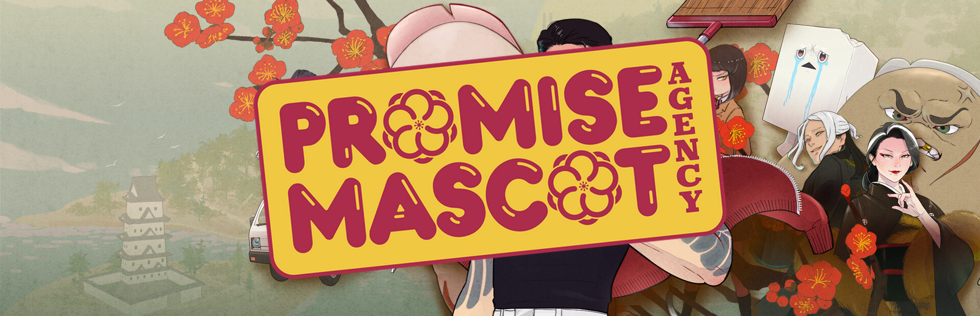 Official Steam library artwork gathers Michi, Pinky and other mascots beneath the Promise Mascot Agency title.