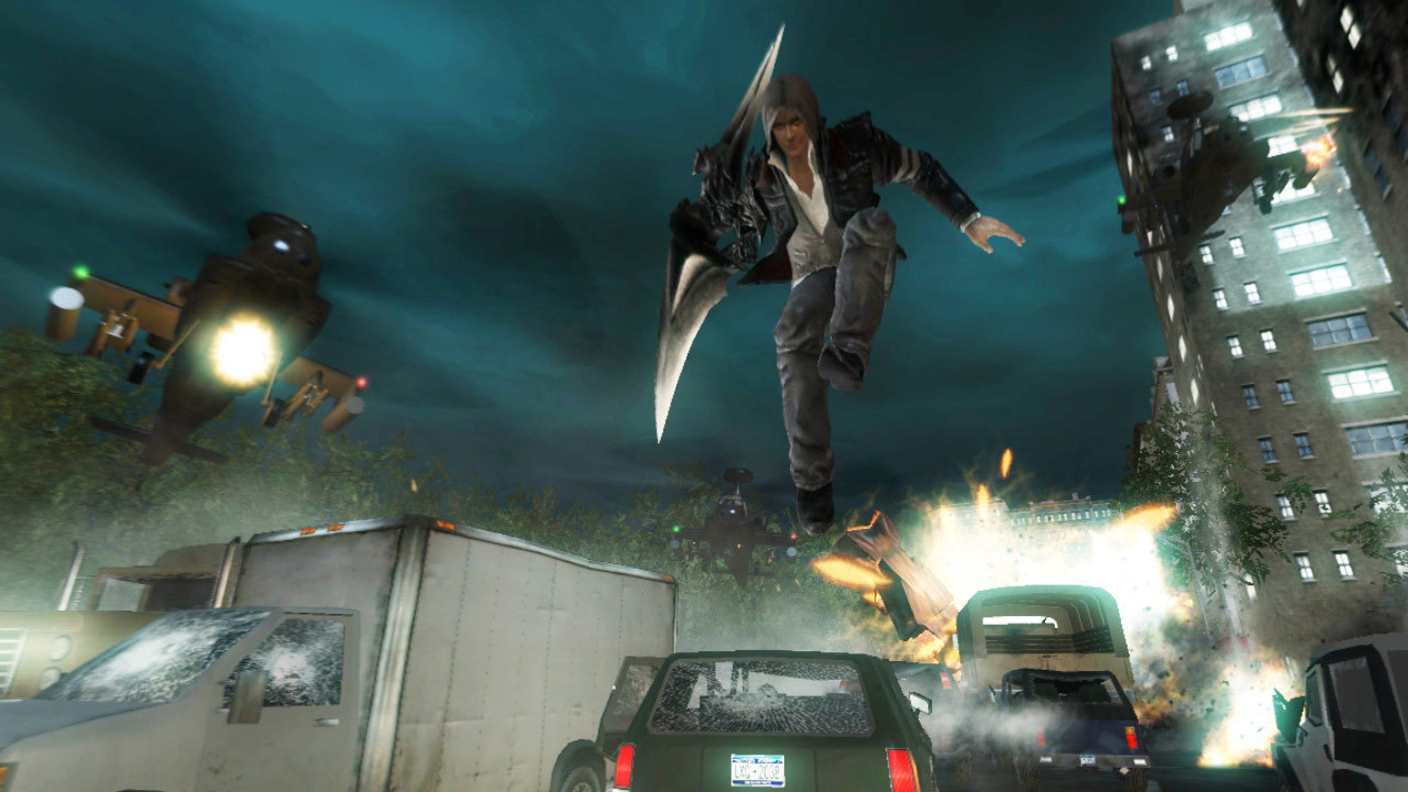 Mercer extends a bladed arm above a traffic-filled street.