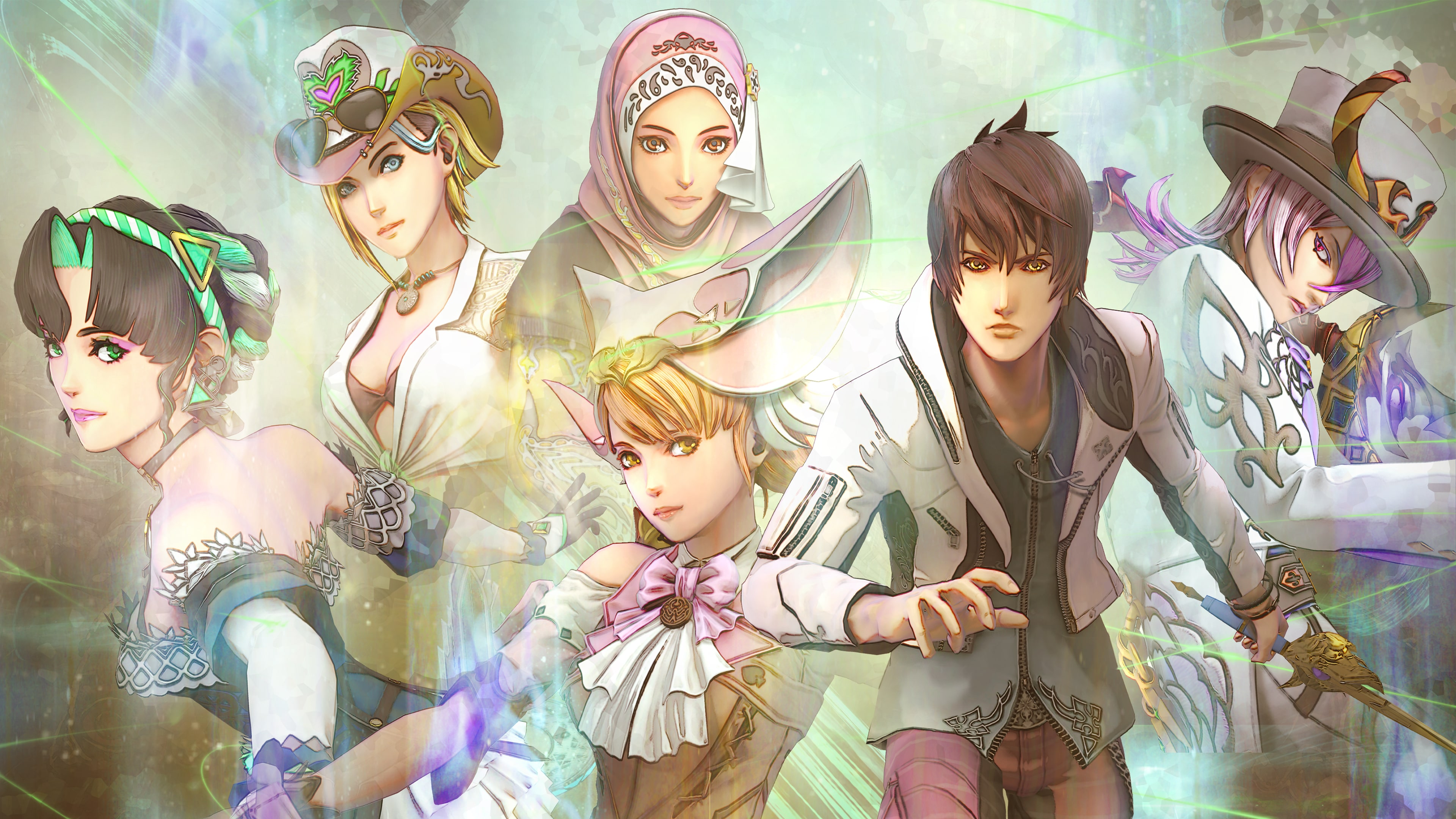 The six protagonists of SaGa Emerald Beyond appear together in key art.
