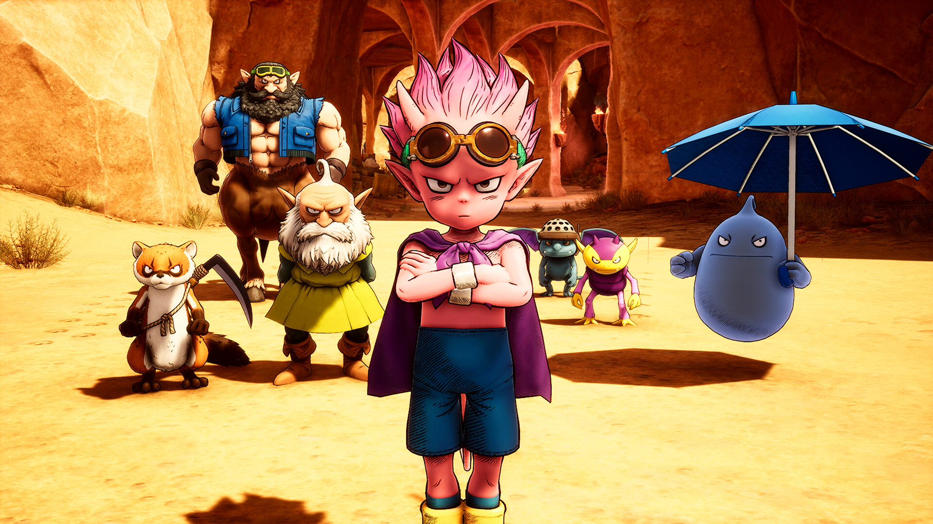 Beelzebub stands with his companions in the desert.
