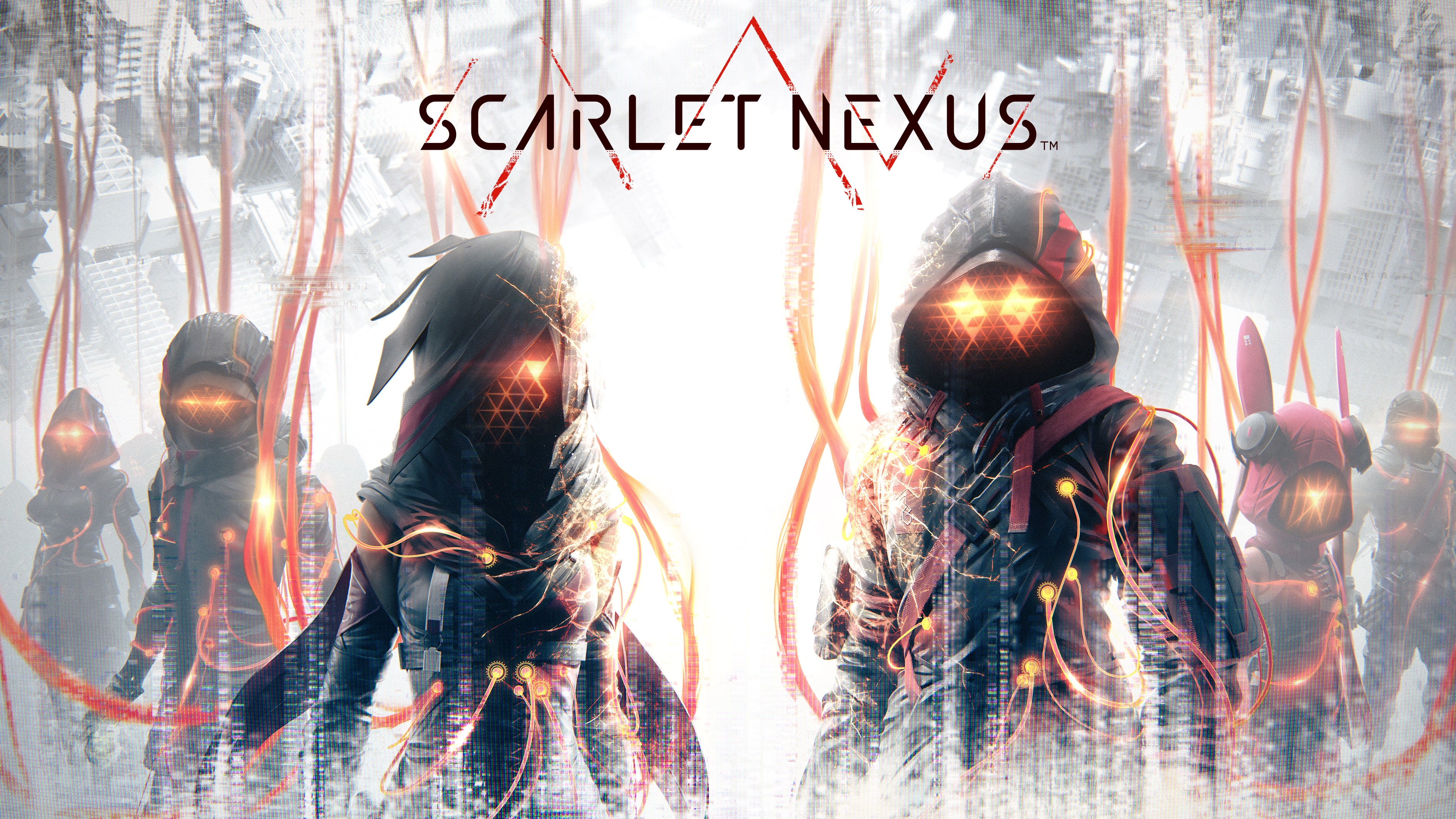 Scarlet Nexus base-game key art with Yuito, Kasane and supporting characters.