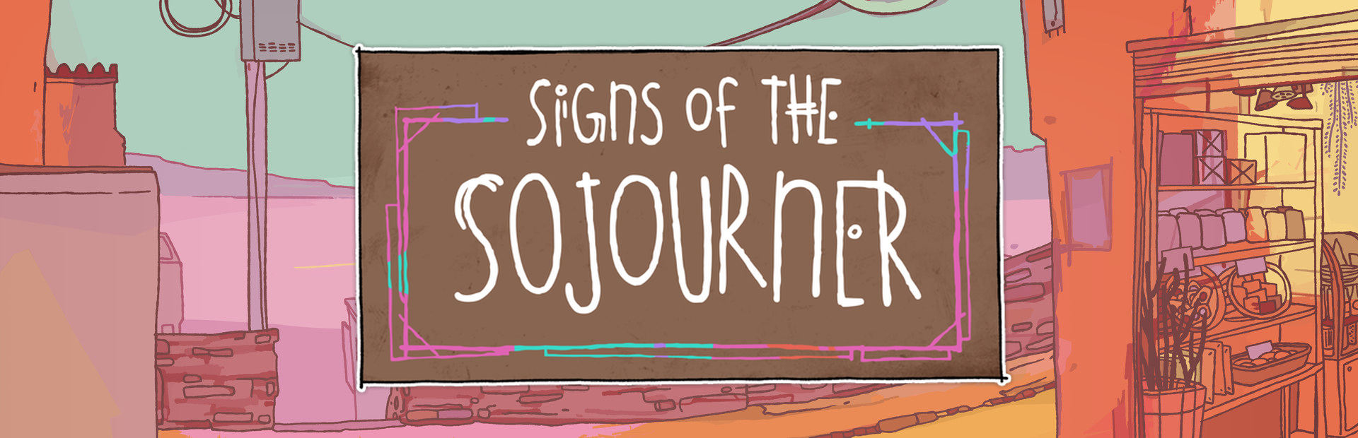 Official Steam library artwork frames the Signs of the Sojourner title in a painted roadside scene.