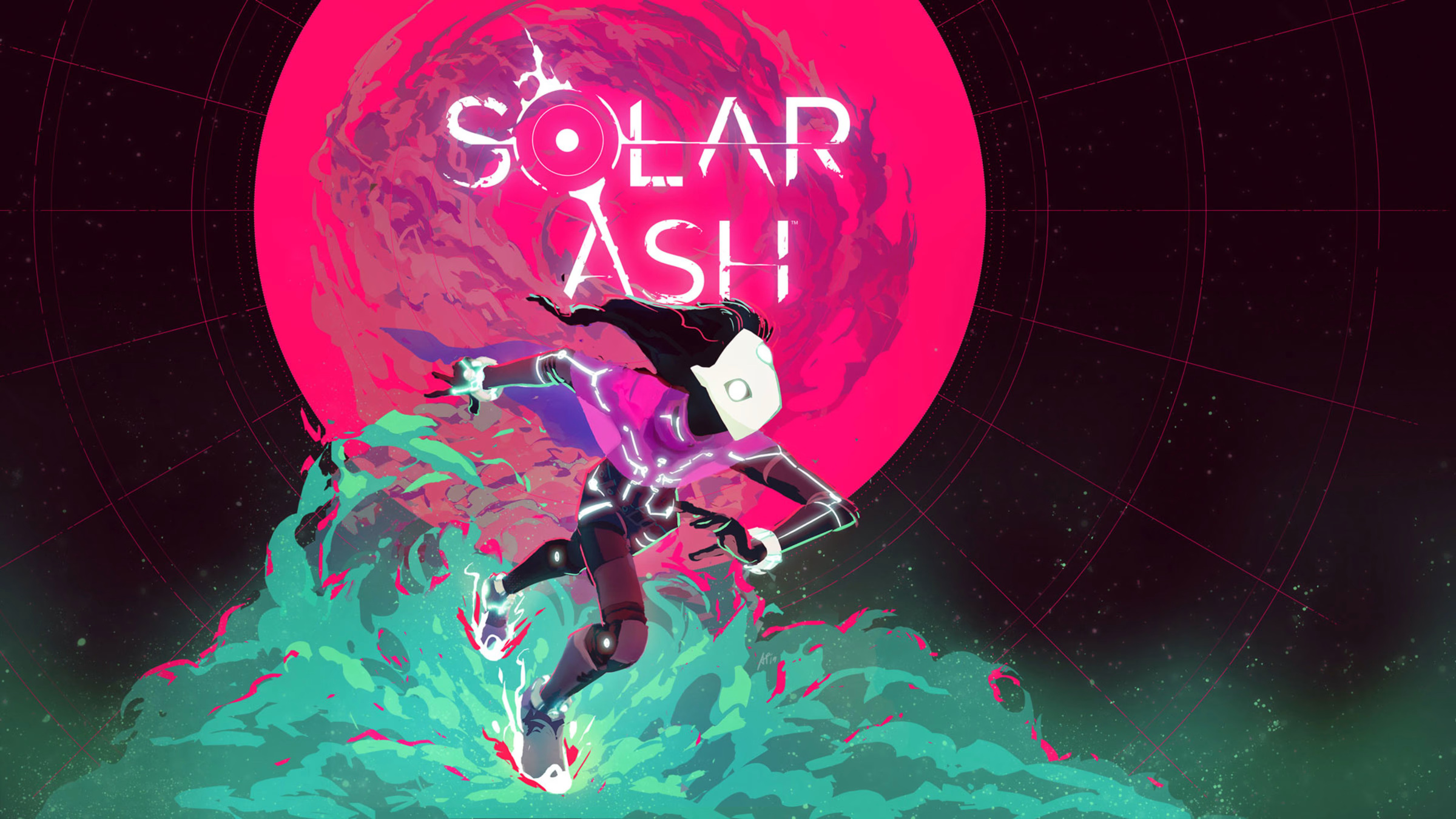 Rei moves before the enormous pink Ultravoid in Solar Ash promotional artwork.
