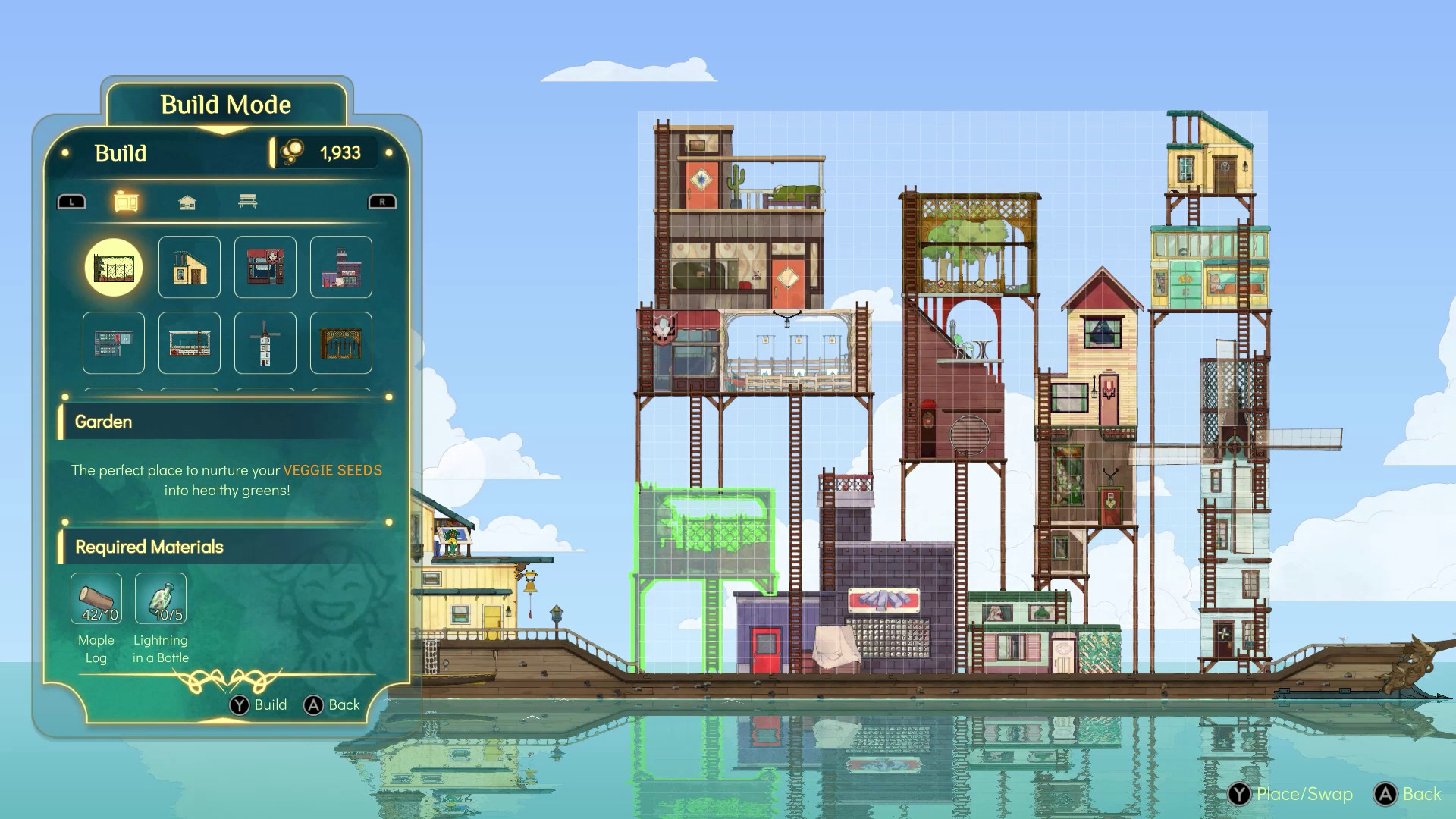 The Build Mode interface places rooms and facilities aboard the ship.